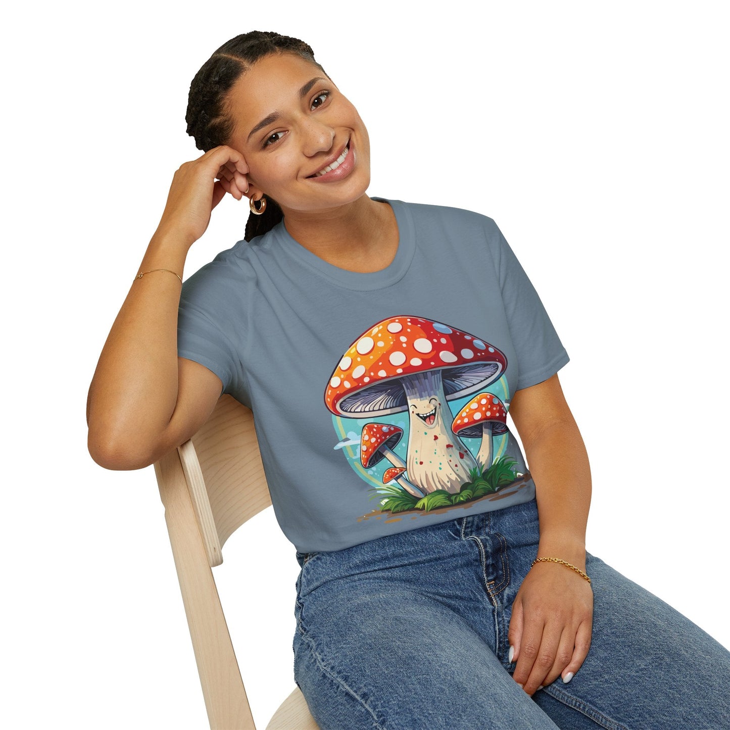 Funny Mashroom Graphic Unisex Softstyle Cotton With Cartoon Illustration Design 17