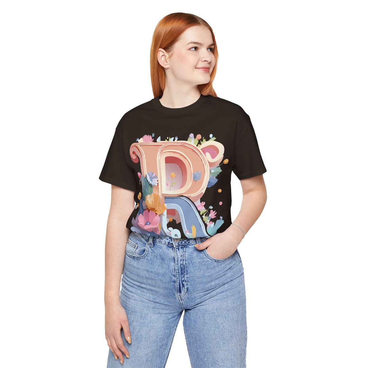 Letter R Graphic Unisex Cotton Bella+Canvas Tee with Art Letter Design