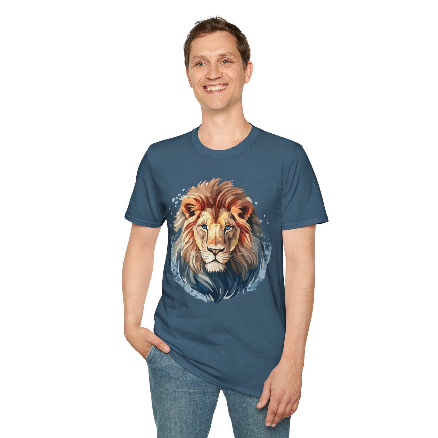 Unisex Lion Shirt Floral Lion Tee Gildan Softstyle 64000 Tee