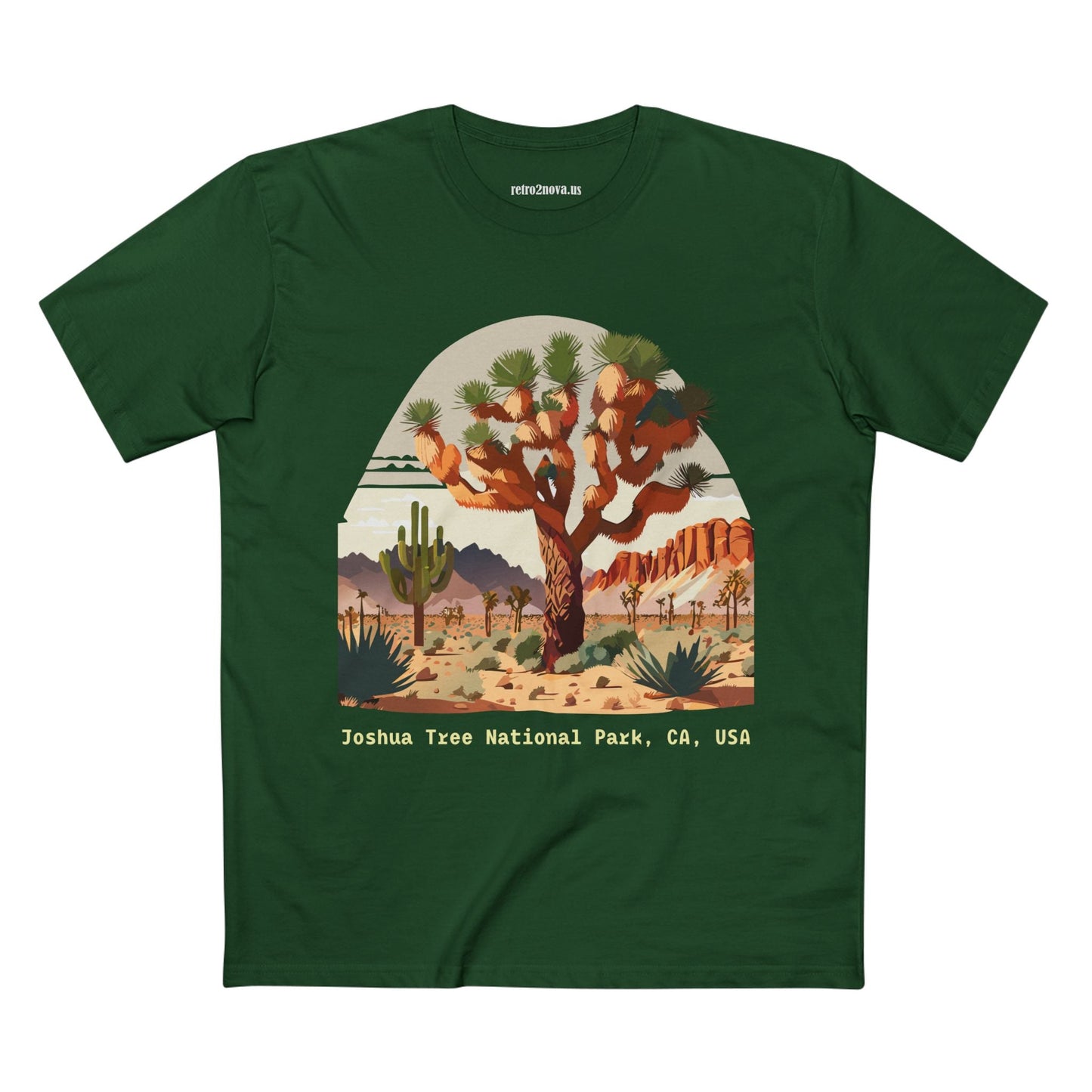 Joshua Tree Travel Shirt Unisex Premium Cotton Tee With Original Art Design Retro2Nova