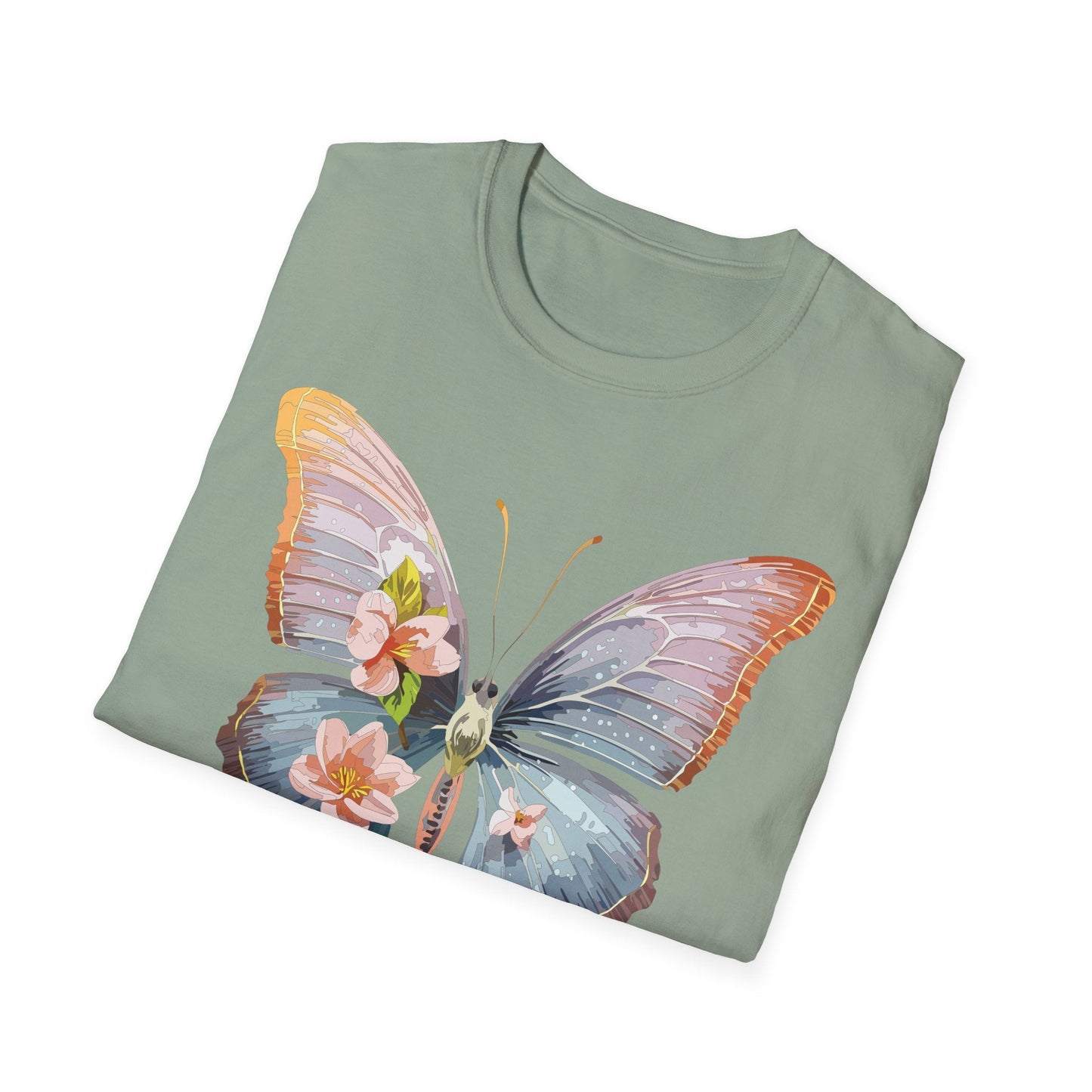 Butterfly Print T Shirt For Men Women Unisex Monarch Design Softstyle Cotton Tee