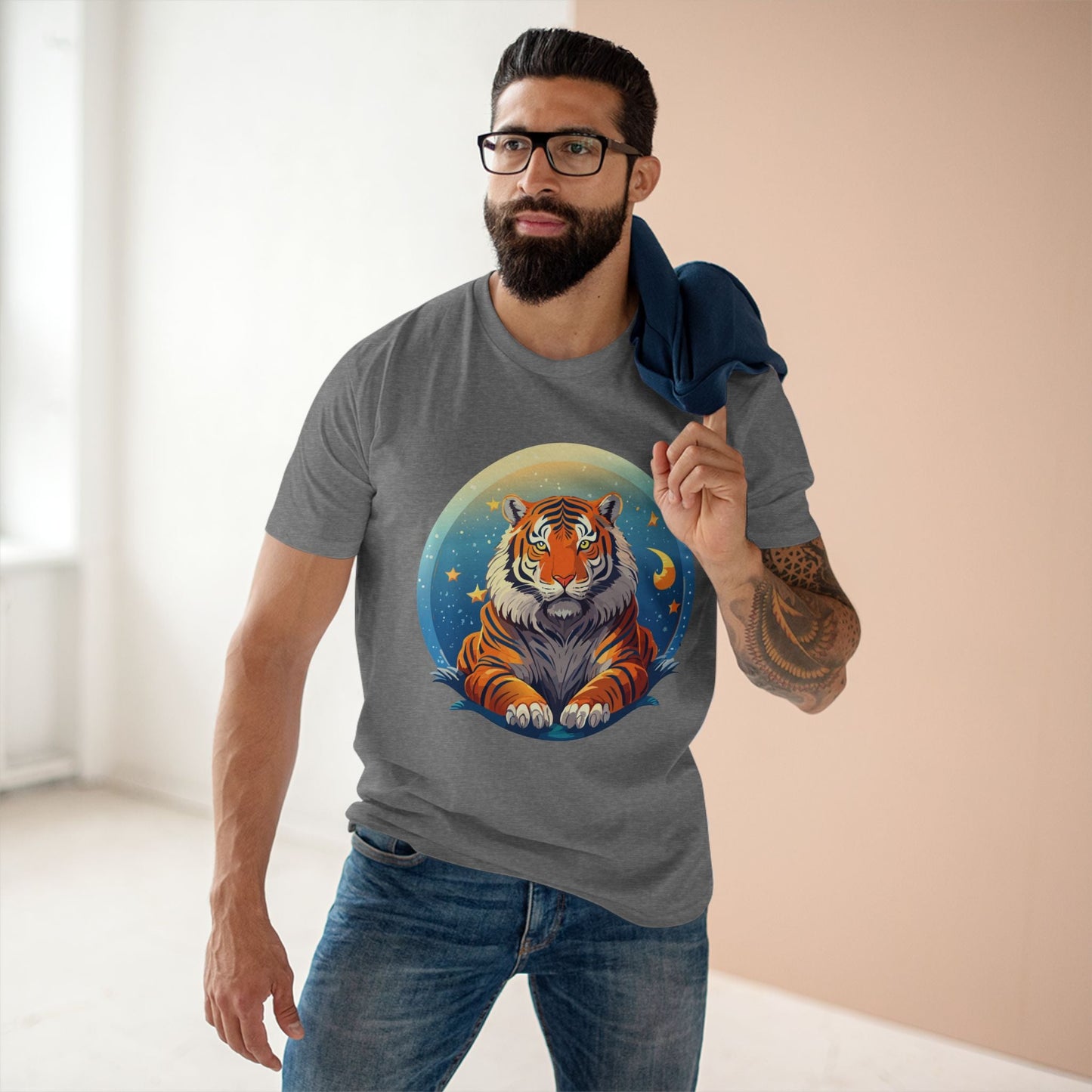Tiger Animal Shirt Unisex Premium Cotton Tee With Original Art Design By Retro2Nova Soft Comfortable Everyday Wear