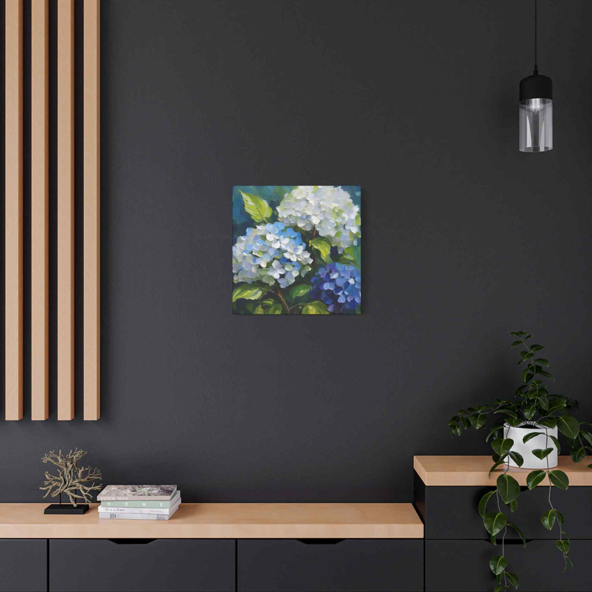Hydrangeas Print Canvas, Flowers Oil Paint Print 20x20, 24x24, 30x30, 32x32, 36x36, Floral Art Design Print Non-Frame MC-30