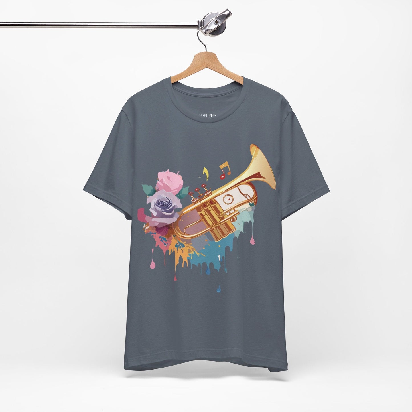 Music Graphic Unisex 100 Cotton Vintage Art with Musical Elements Tee 130