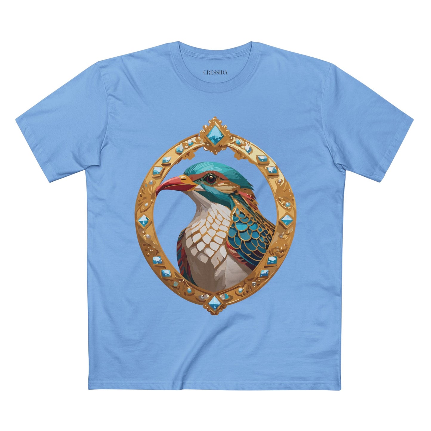 Bird Graphic Unisex 100 Cotton Tee With Unique Animal Golden Medallion Art Design 22