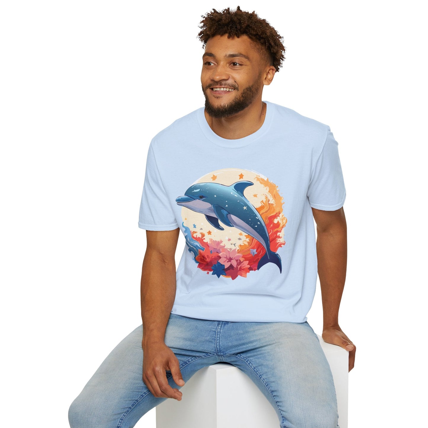 Dolphin T Shirt Unisex Softstyle Gildan 64000 100 Percent Ring Spun Cotton Animal Fish Tee