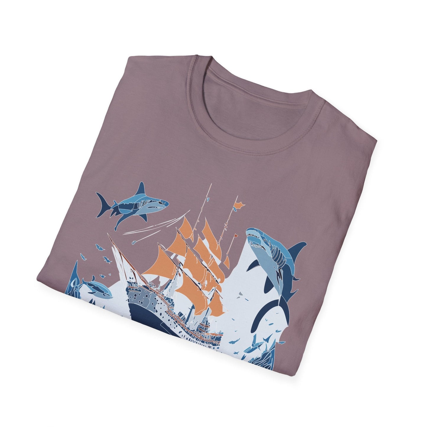 Ocean Tee Shirt Unisex Gildan Softstyle 64000 Ring Spun Cotton Art Print Graphic Ocean Design