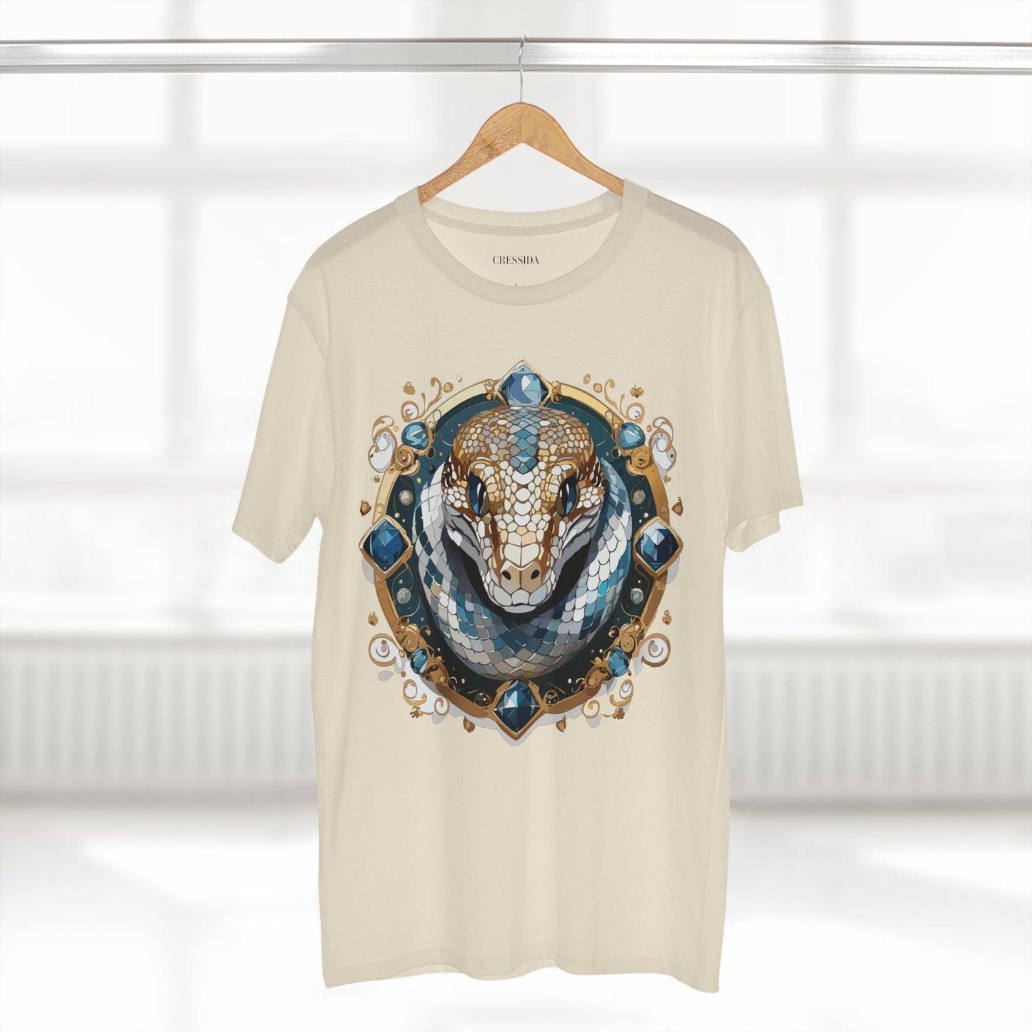 Snake Graphic Unisex 100 Cotton Tee With Unique Animal Golden Medallion Art Design 42