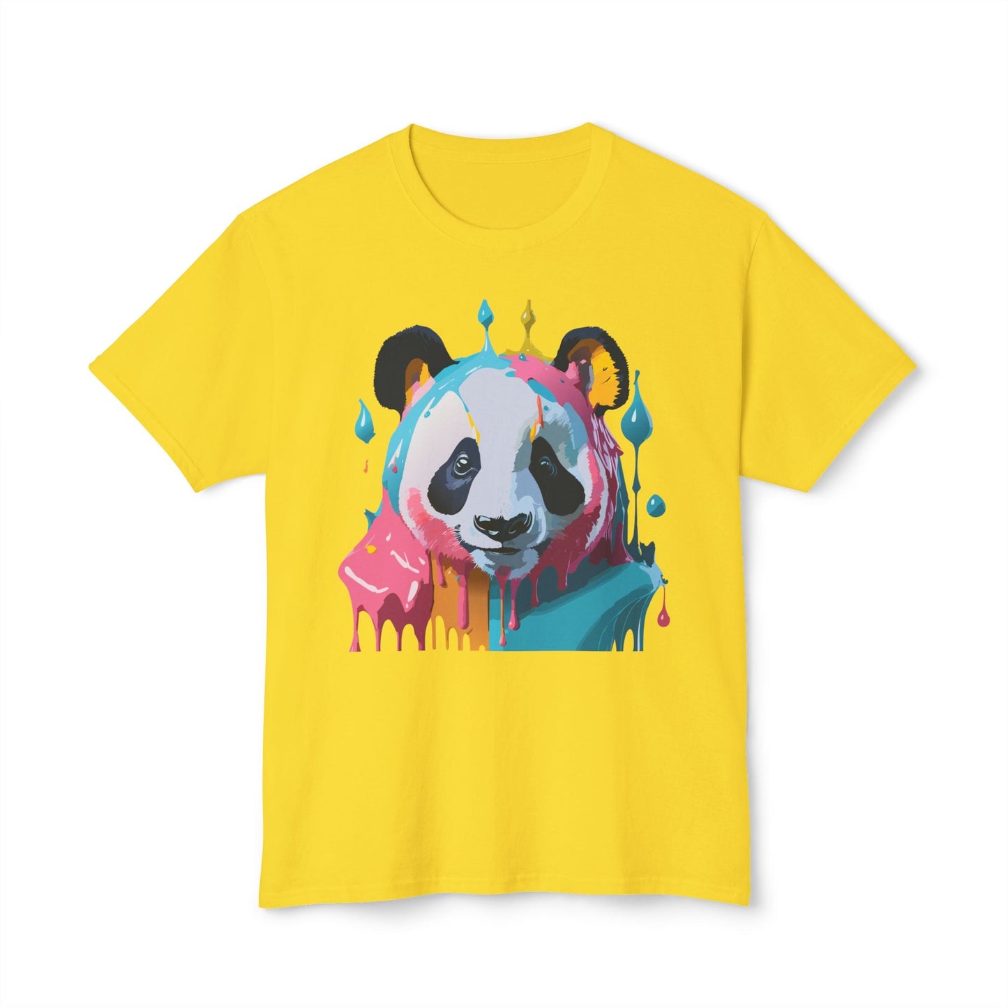 Unisex Panda Art T Shirt With Floral Design Print In HD Cotton 100 Percent USA Made