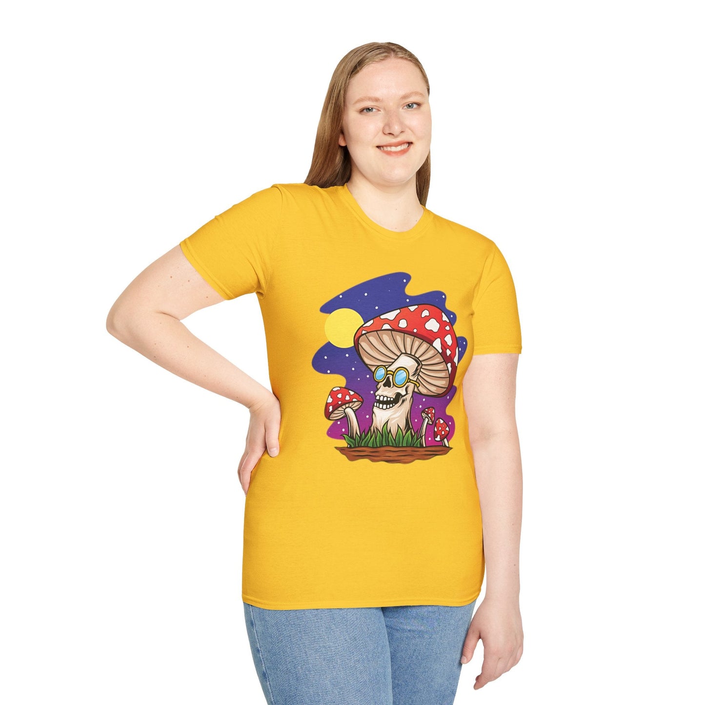 Funny Mashroom Graphic Unisex Softstyle Cotton With Cartoon Illustration Design 26
