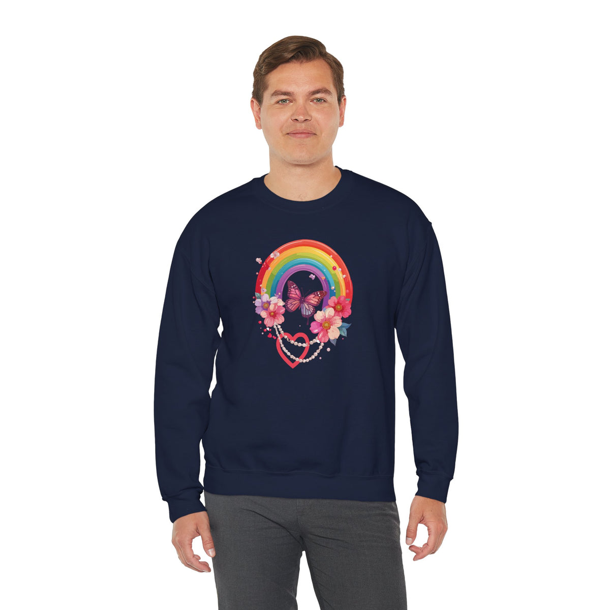 Rainbow Heart Sweatshirt, Floral Heart Sweatshirt, Floral Love Sweatshirt, Valentine's Day Sweatshirt, Rainbow Heart Floral Sweatshirt 106