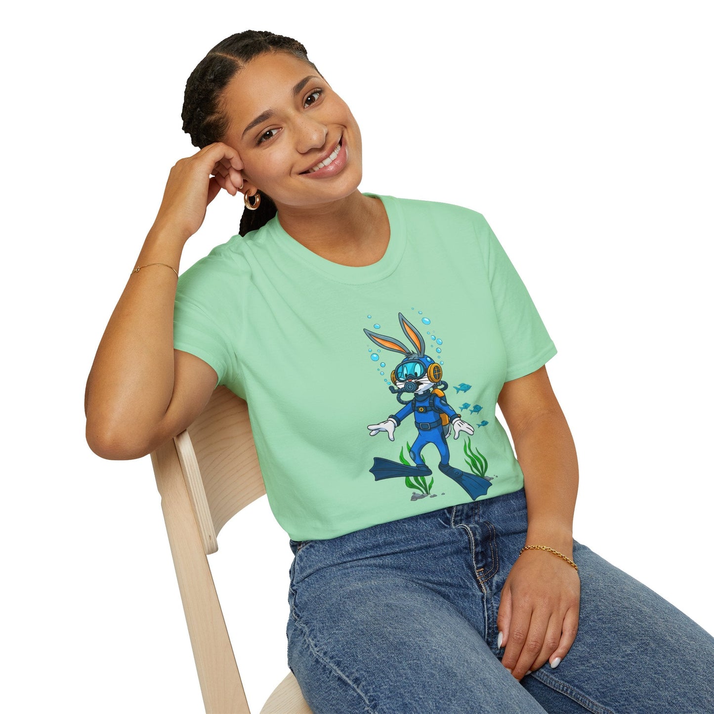 Cartoon Bunny Graphic Unisex Cotton Animal Animation Artwork Design Tee 18