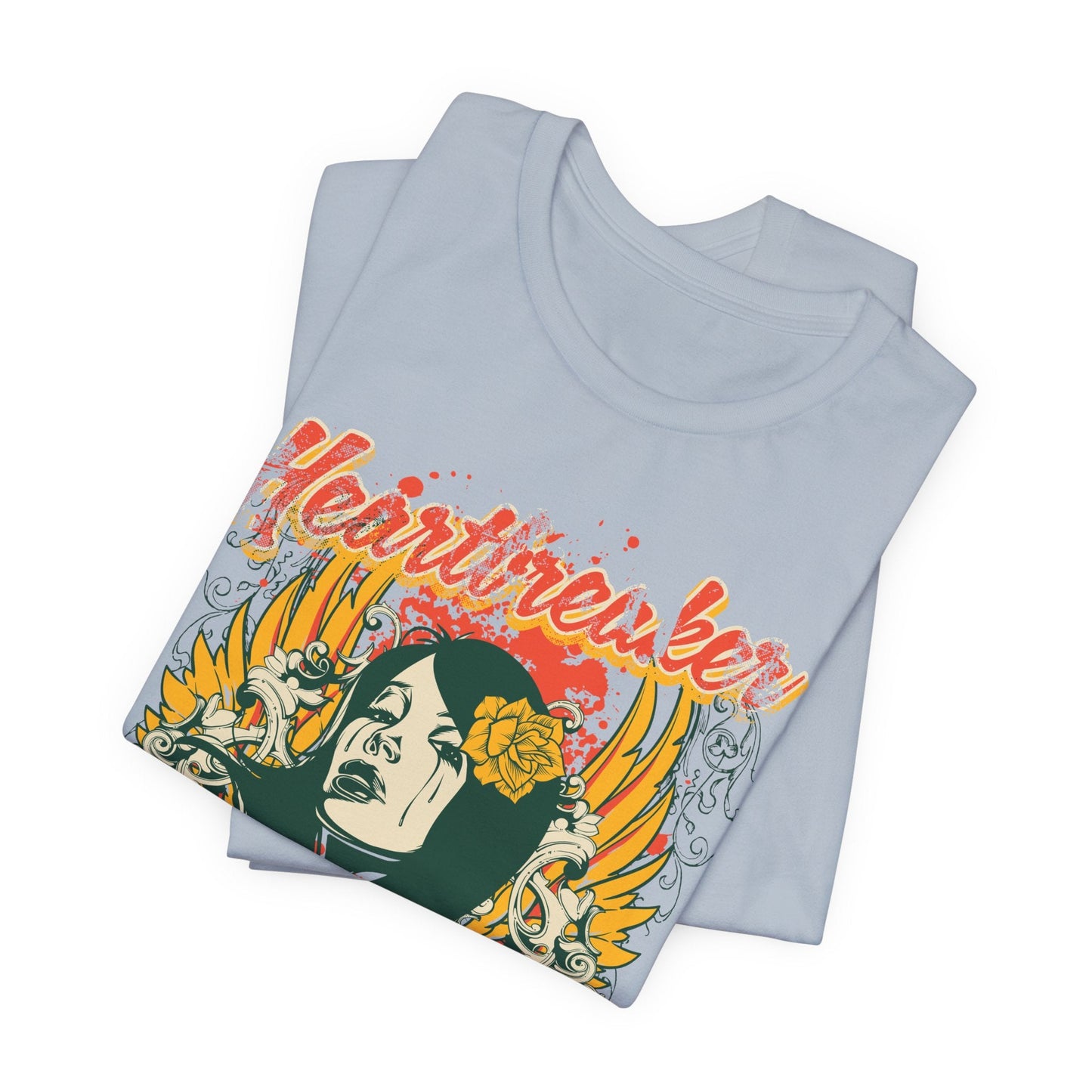 Heartbreaker Illustration Tee Retro Femme Portrait Floral Skull Graphic T-Shirt
