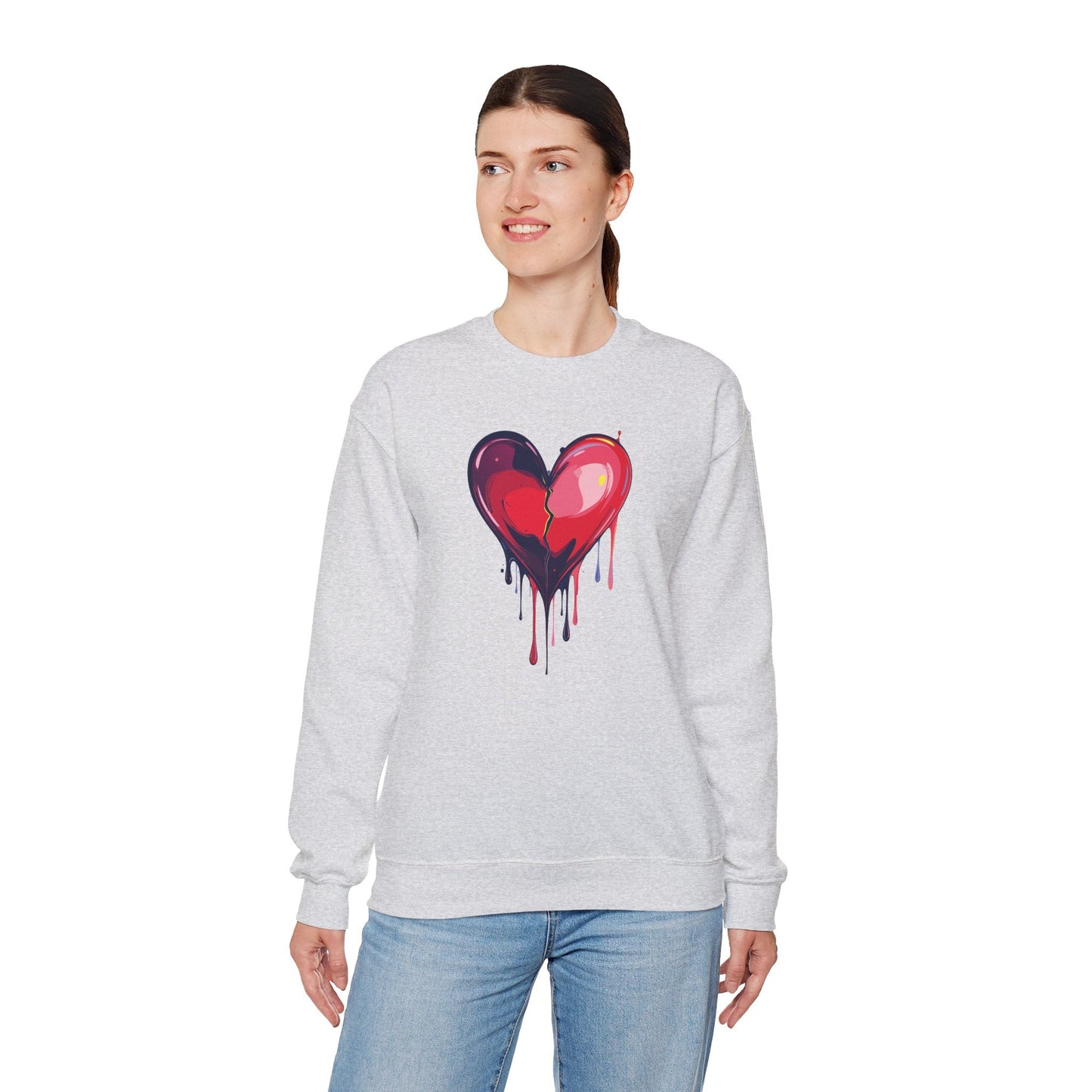 Red Heart Floral Sweatshirt Unisex Heavy Blend Crewneck Valentines Day Love Sweatshirt