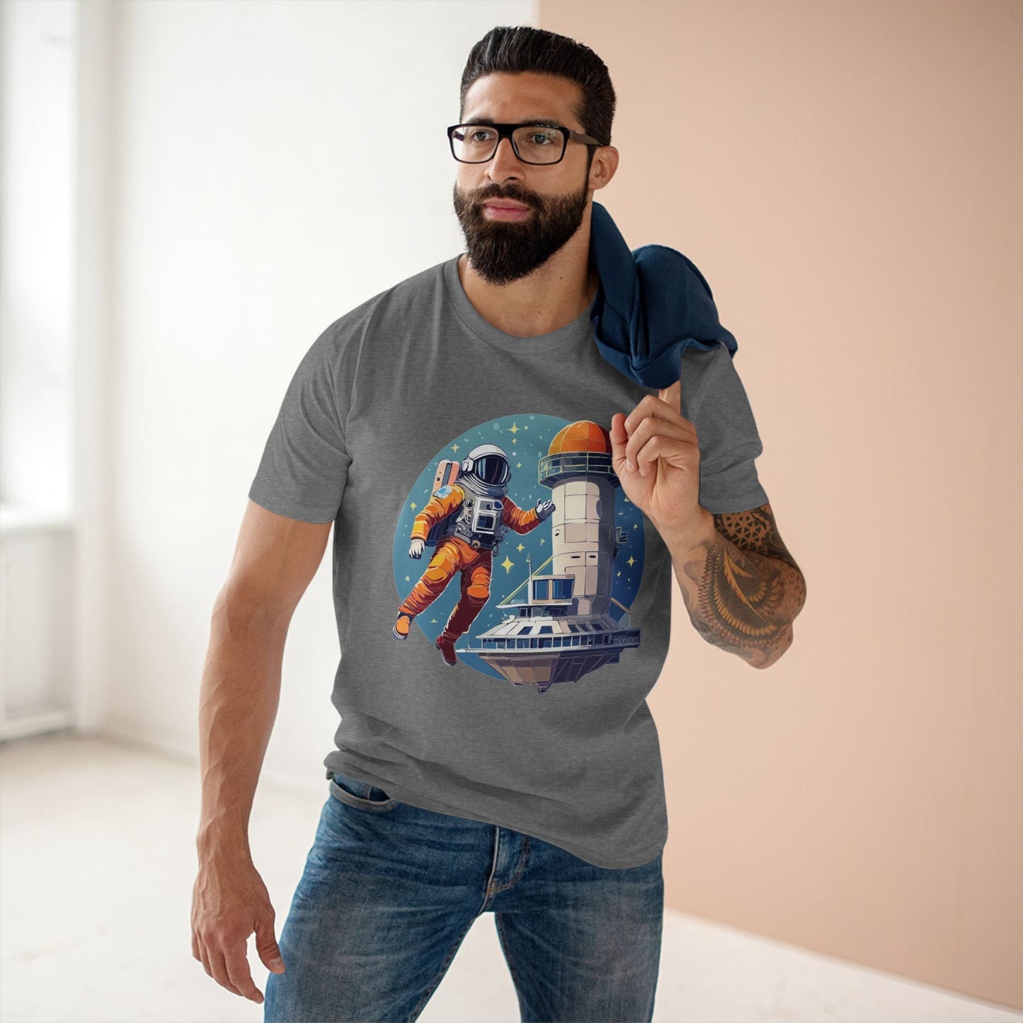 Cosmos Astronaut Shirt Unisex Premium Cotton Tee With Original Art Design Retro2Nova CS11