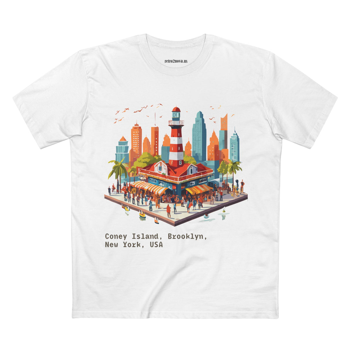 Coney Island Brooklyn New York Tee | Cityscape Lighthouse Illustration