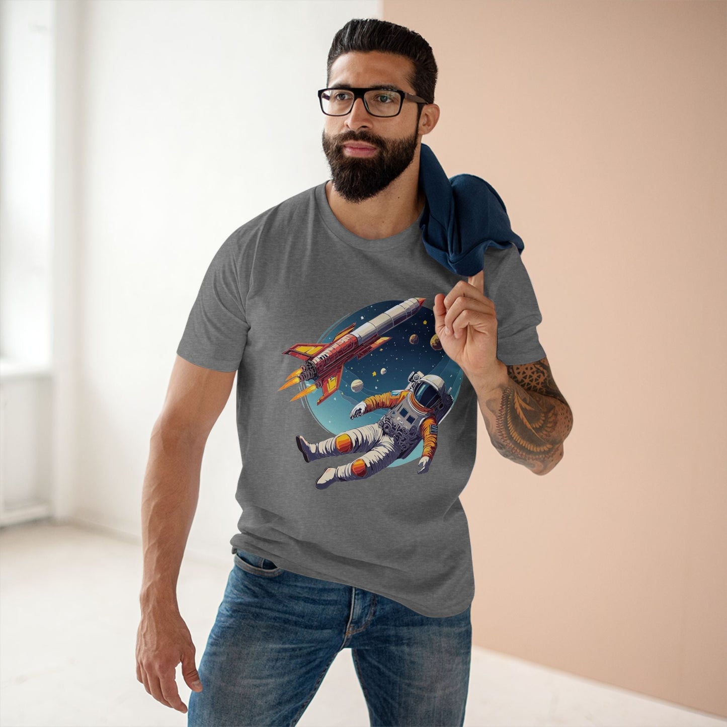 Cosmos Astronaut Shirt Unisex Premium Cotton Tee Original Art Design Retro2Nova Collection