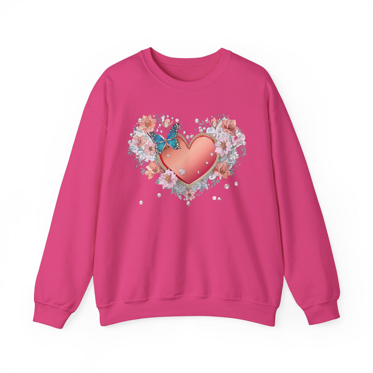 Floral Heart Love Graphic Valentine's Day Sweatshirt Unisex 50/50 Cotton-Poly Sweatshirt w26