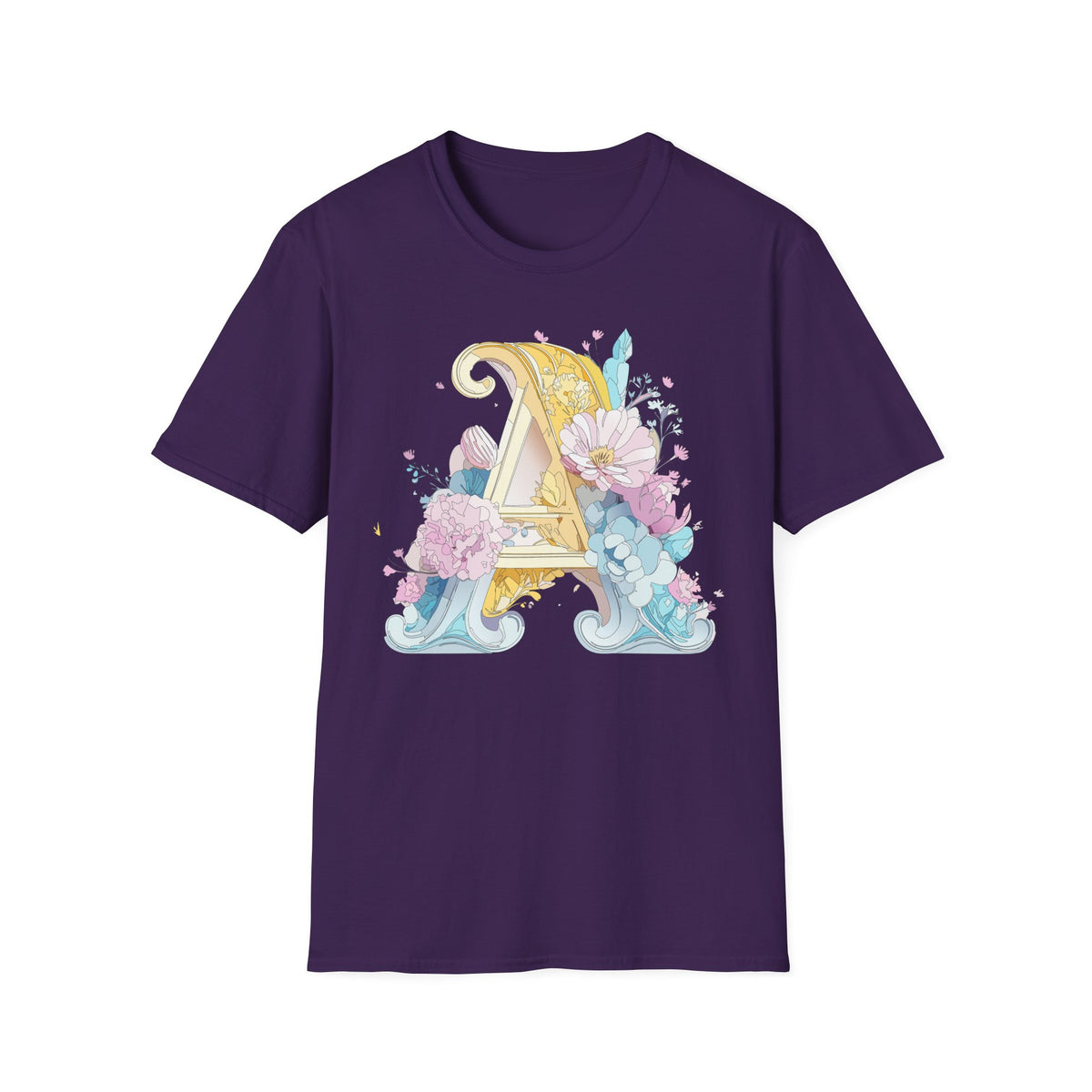 Floral Letter A T-Shirt | Decorative Monogram Initial Tee