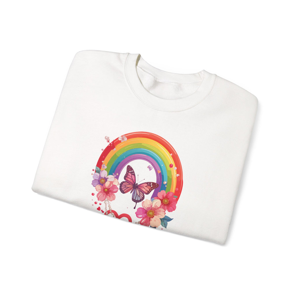 Rainbow Heart Sweatshirt, Floral Heart Sweatshirt, Floral Love Sweatshirt, Valentine's Day Sweatshirt, Rainbow Heart Floral Sweatshirt 106