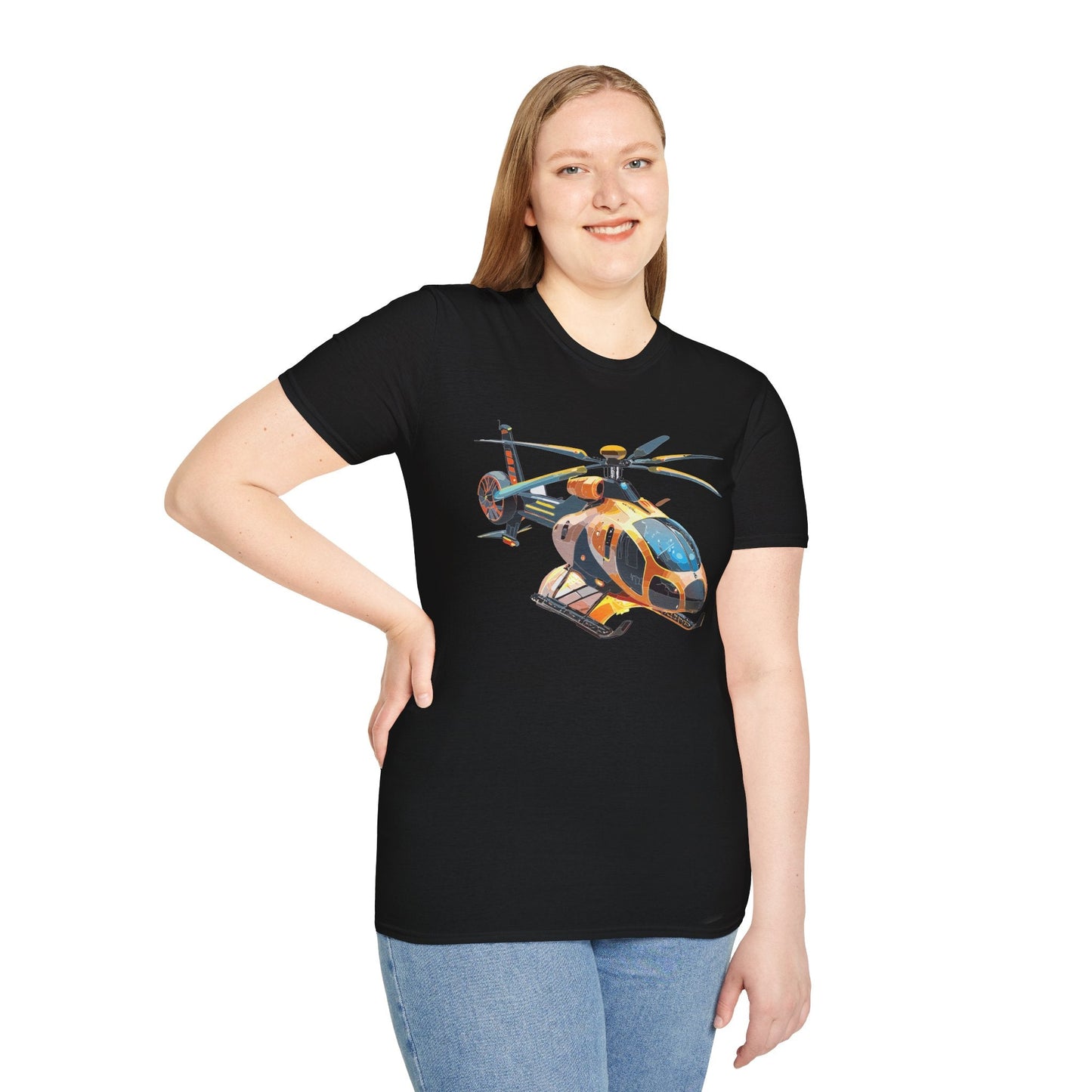 Unisex Helicopter Chopper T Shirt Softstyle 64000 Gildan Durable Lightweight Tee Design