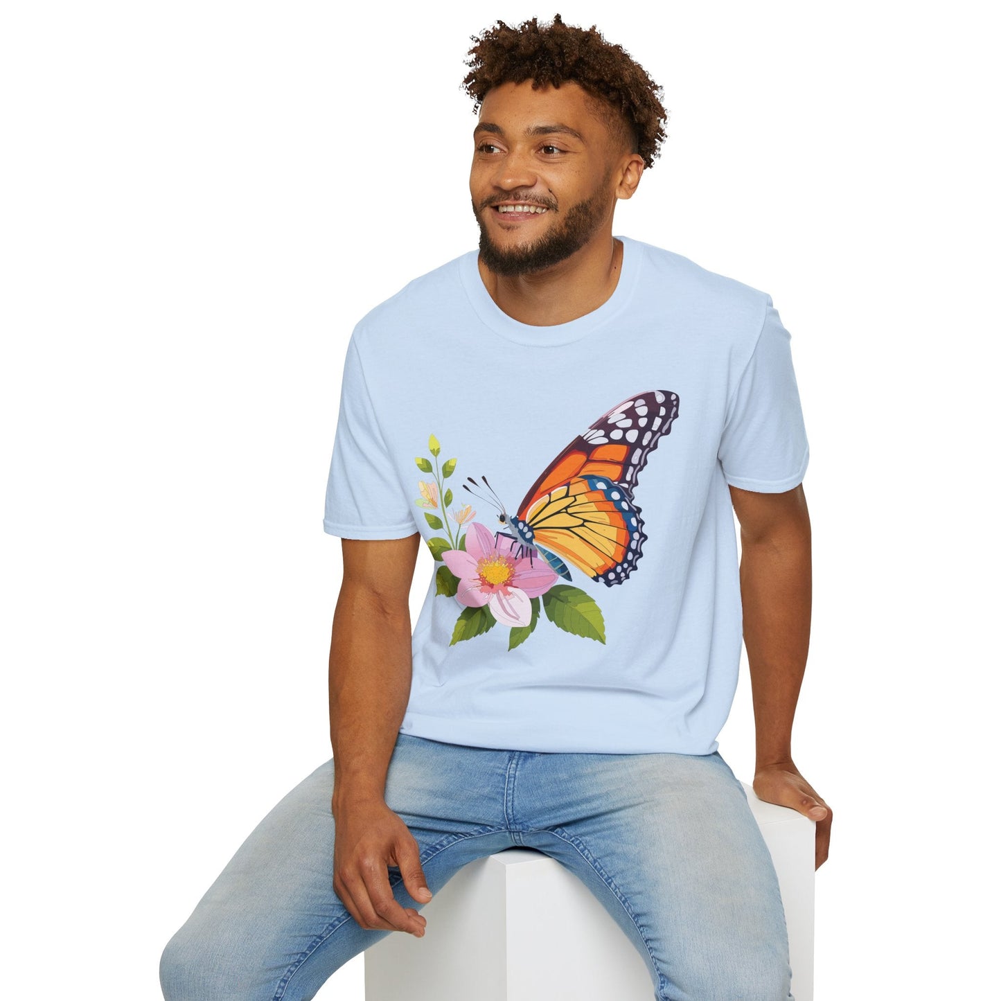 Butterfly T Shirt for Women and Men Monarch Print Softstyle Unisex Gildan 64000 Tee