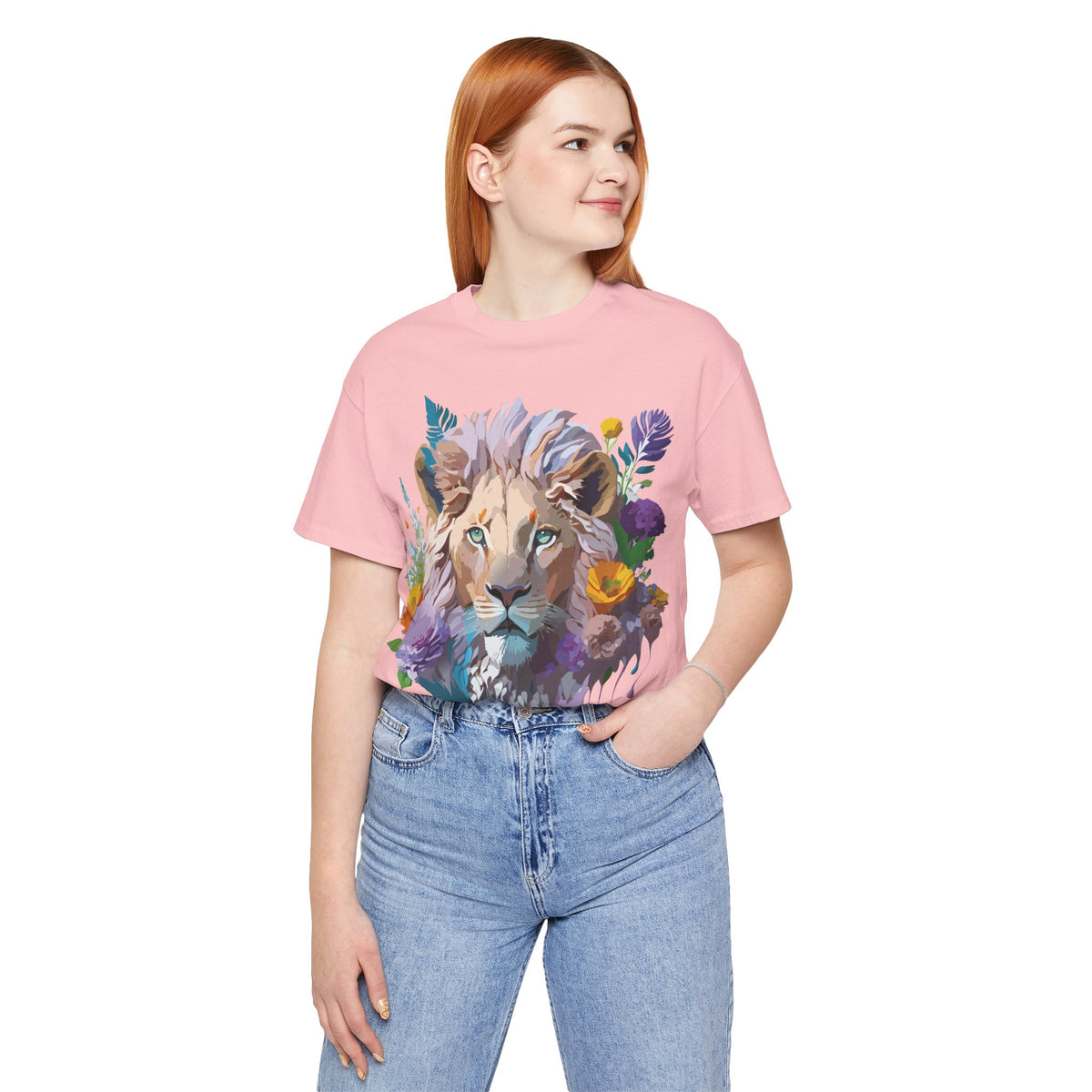 Lion Graphic Unisex Cotton Bella+Canvas Tee with Art Animal Design e44