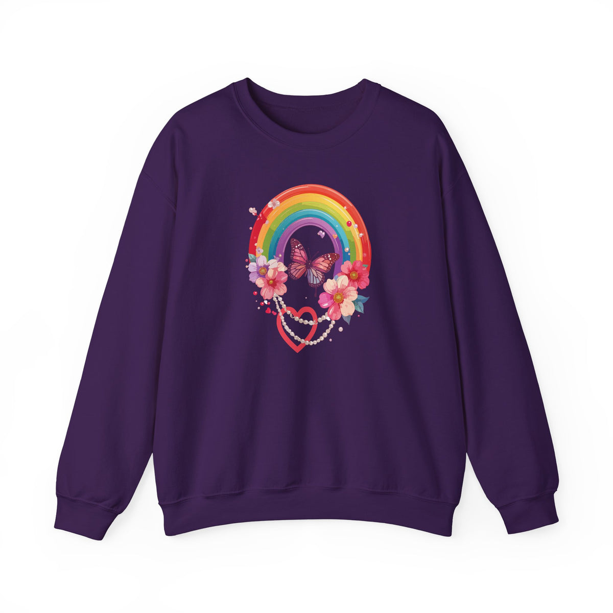Rainbow Heart Sweatshirt, Floral Heart Sweatshirt, Floral Love Sweatshirt, Valentine's Day Sweatshirt, Rainbow Heart Floral Sweatshirt 106