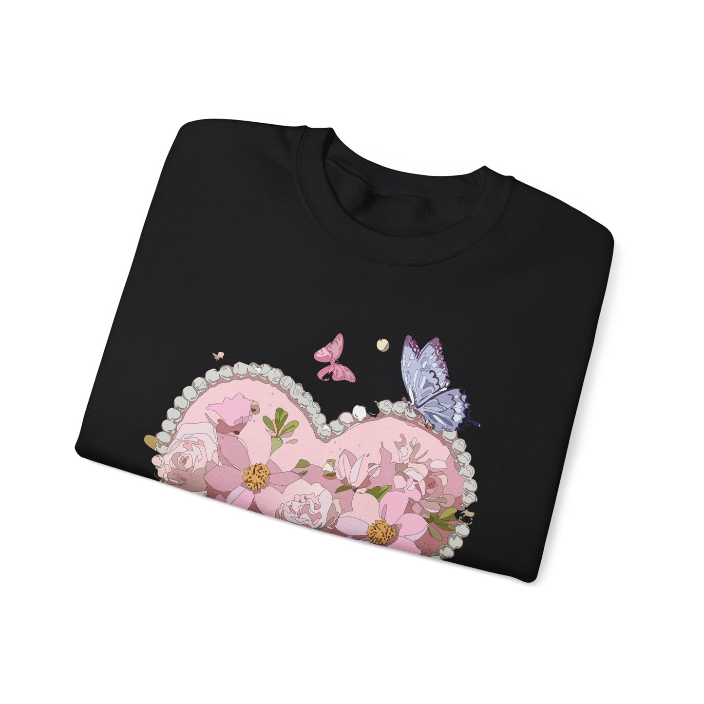 Floral Heart Sweatshirt for Unisex Valentines Day Crewneck Heart Floral Print Gift