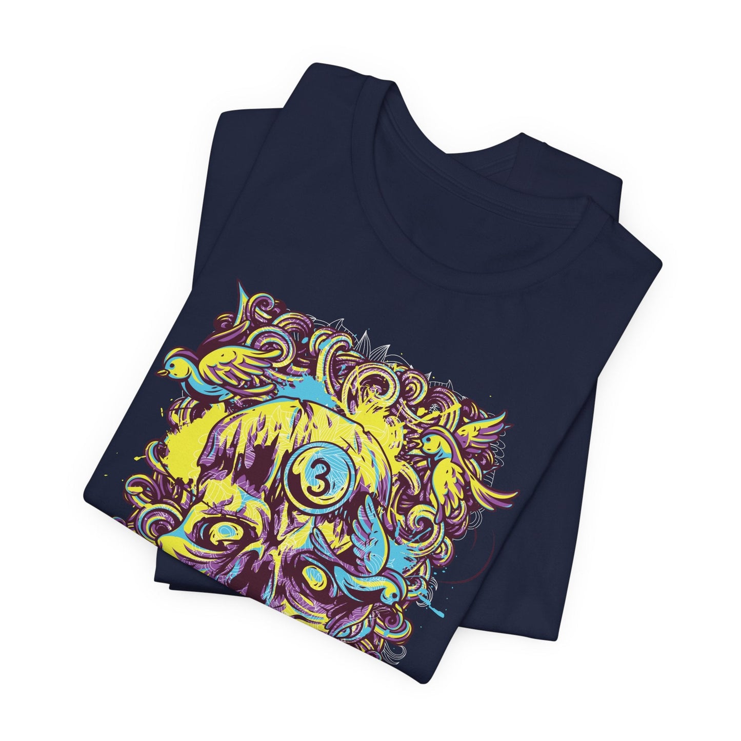 Colorful Skull Illustration Graphic Unisex Cotton T-Shirt r41