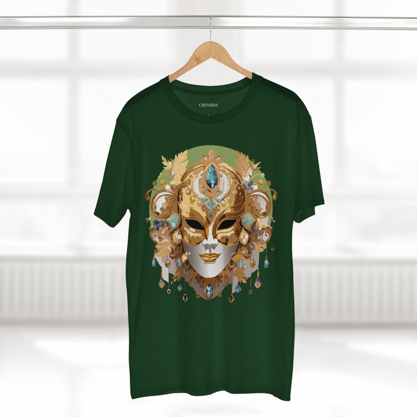 Carnival Mask Graphic T-Shirt Unisex 100 Cotton With Antique Gold Art Design Tee 11