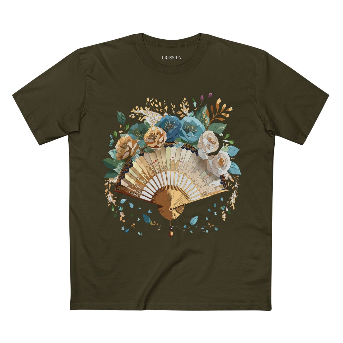 Antique Fan Graphic Design T-Shirt Unisex 100 Cotton Floral Carnival Artwork Tee 4