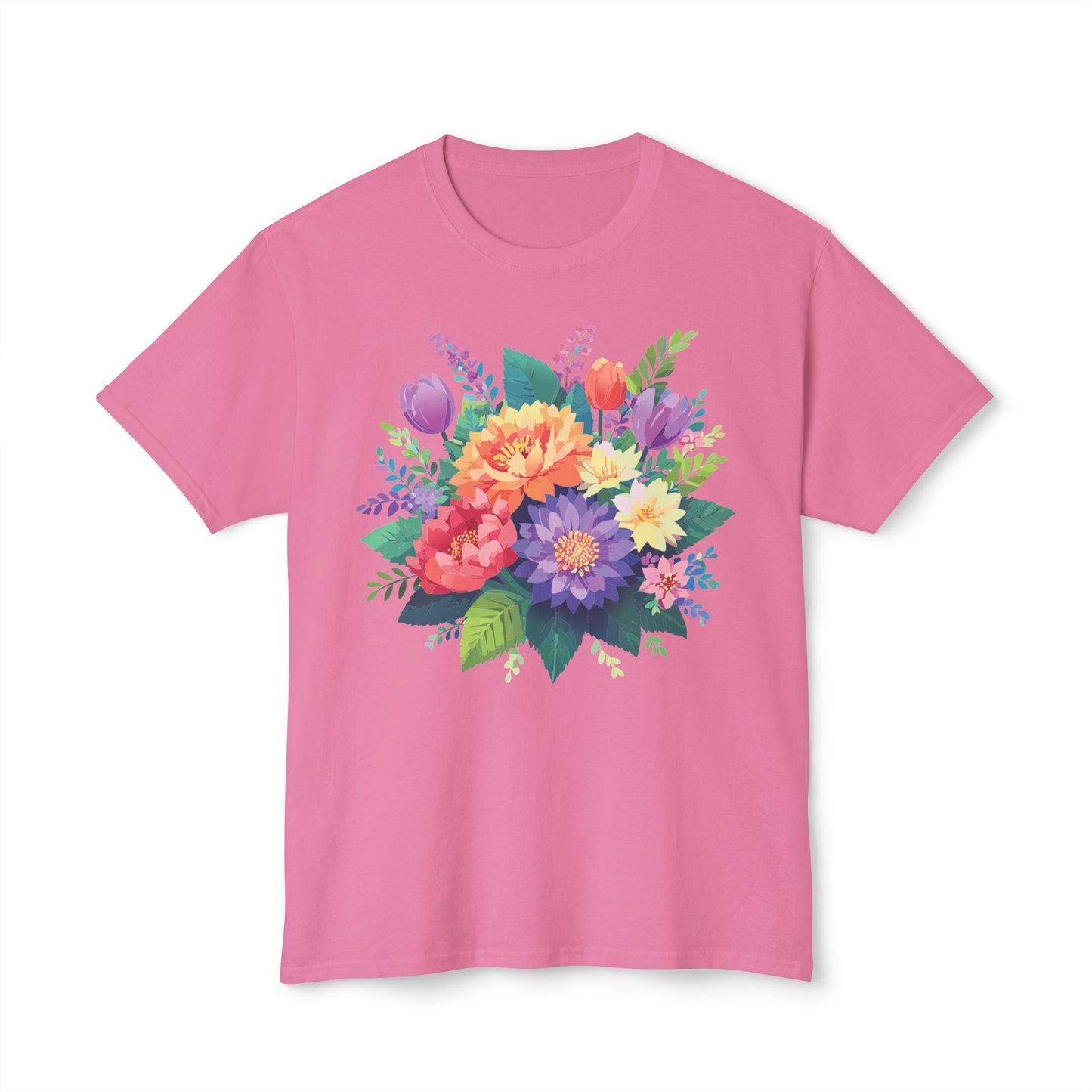 Unisex HD Cotton Art Print T Shirt Floral Design Tee Vintage Flowers Tee Shirt Made in USA