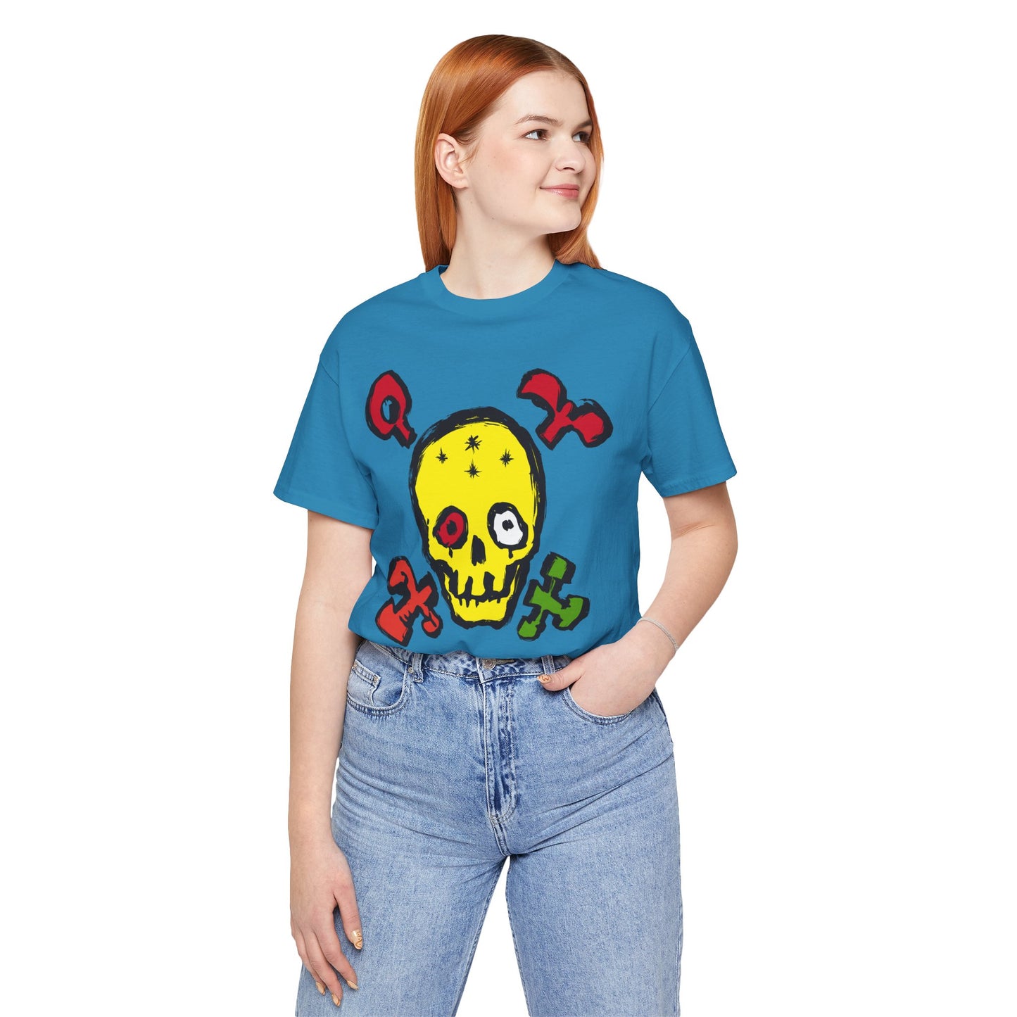 Yellow Skull Graphic Design Tee, Skull Shirt, Vintage Tees, Art Design T-Shirt, Vintage Graphic Tee, Art Shirts with Skulls