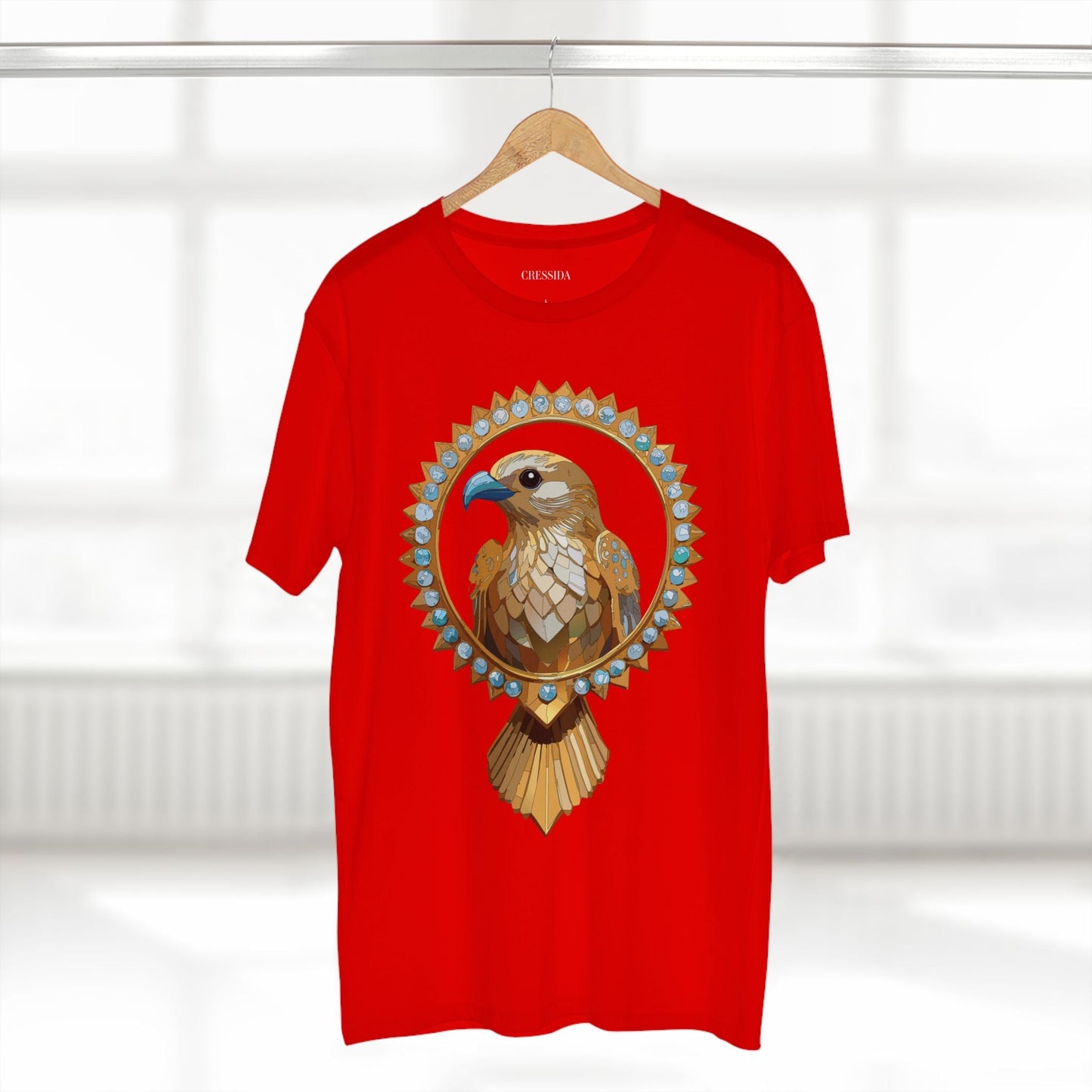 Bird Graphic Unisex 100 Cotton Tee With Unique Animal Golden Medallion Art Design 18