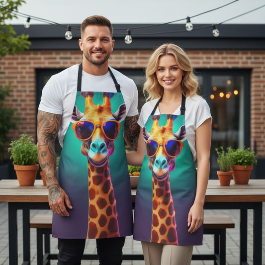 Giraffe 100% Polyester Stain-resistant 31.5 x 25.6  Art Print Canvas Apron 1