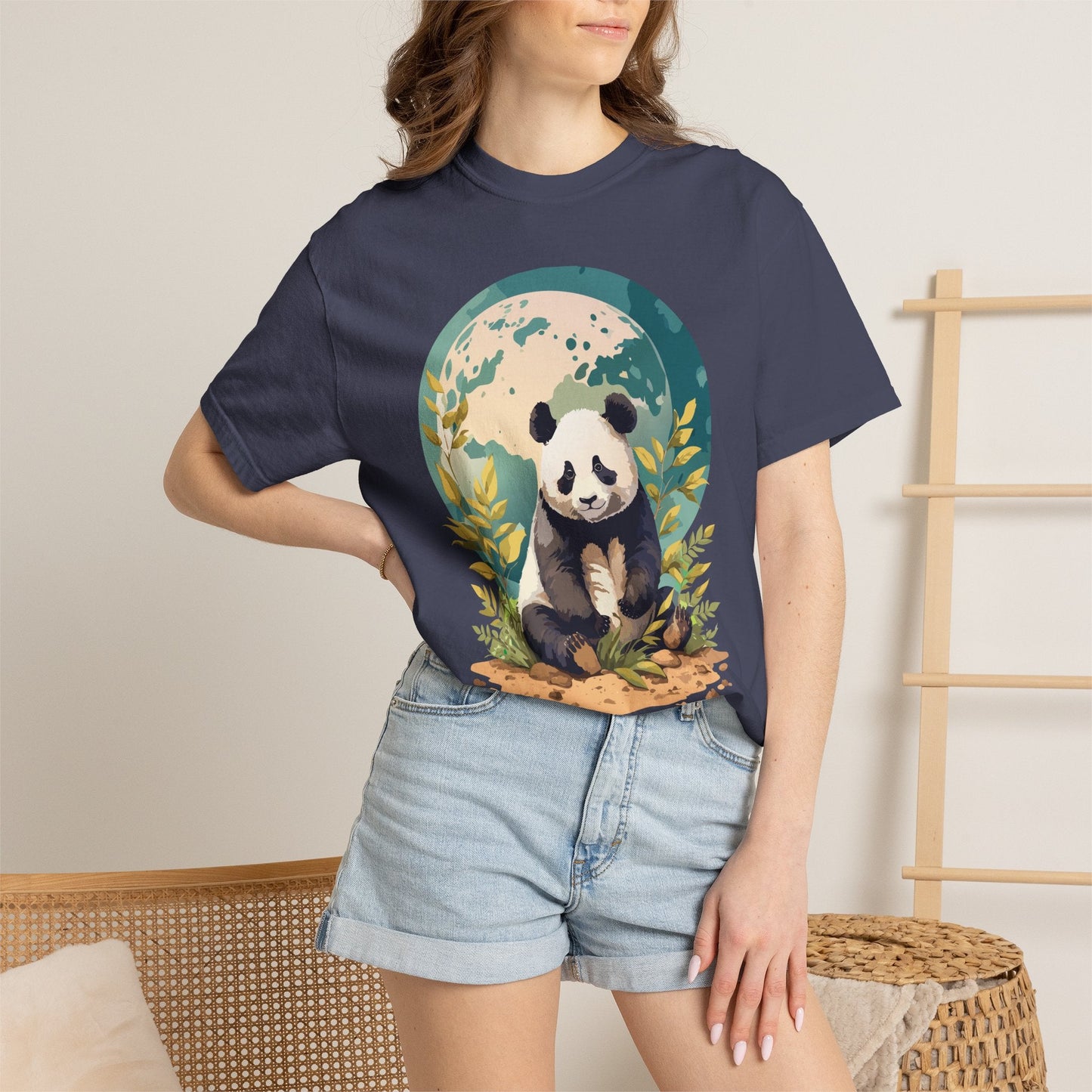 Panda Portrait Graphic T-Shirt Unisex Cotton Floral Animal Art Tee pp6
