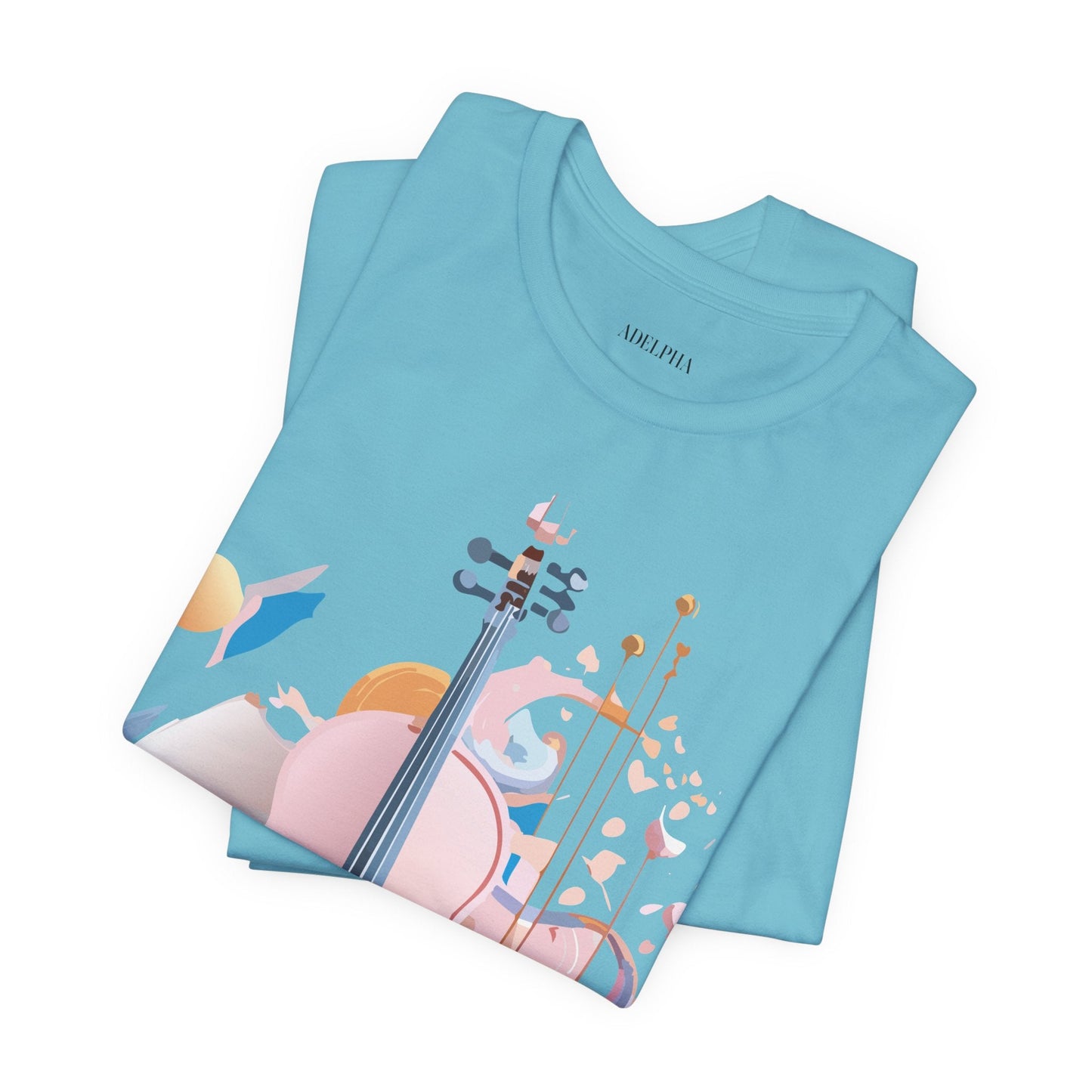 Music Graphic Unisex 100 Cotton Vintage Art with Musical Elements Tee 16