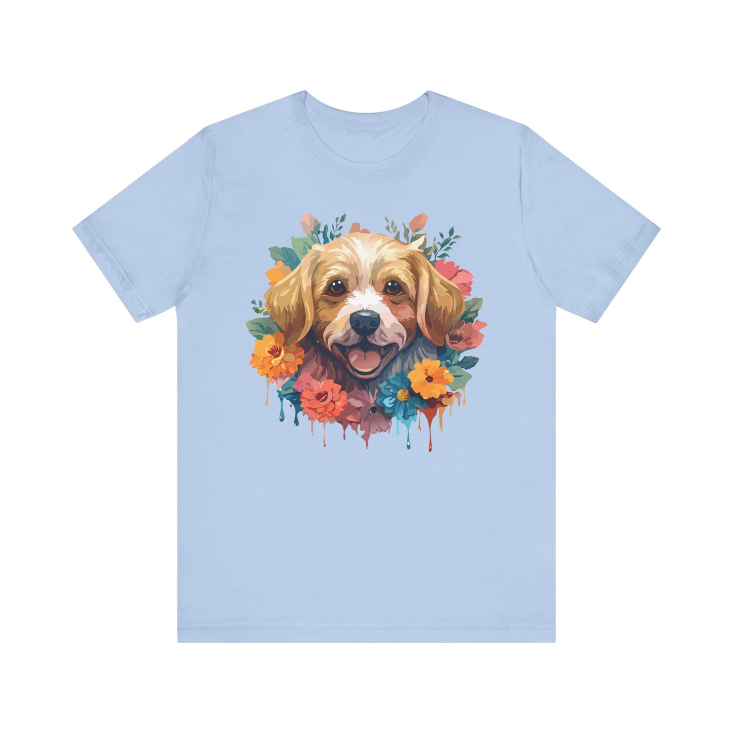 Floral Dog Tee, Animal Shirt, Dog Shirt, Floral Tee, Flower T-shirt, T-Shirt with Animal, Summer Top with Art Design