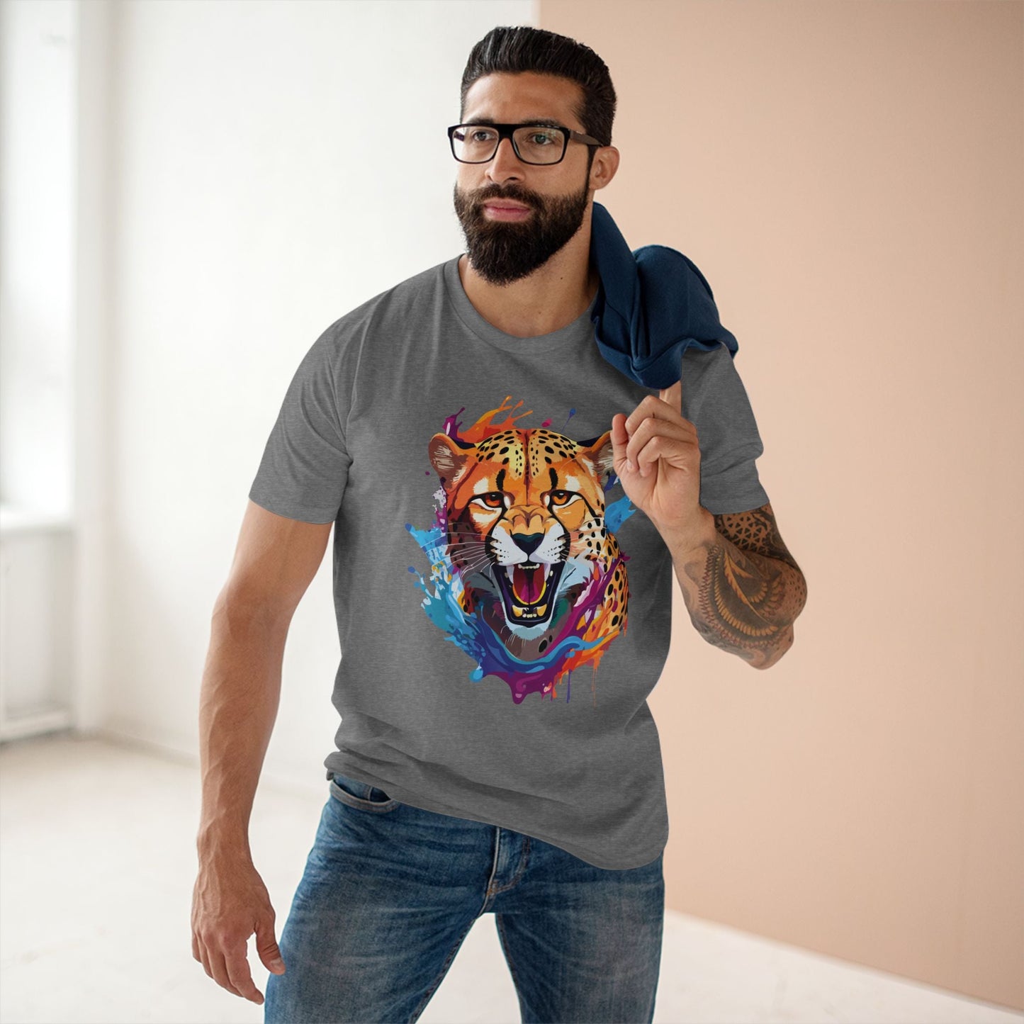 Cheetah Graphic Unisex 100 Cotton Staple Tee with Animal Design Artwork 23