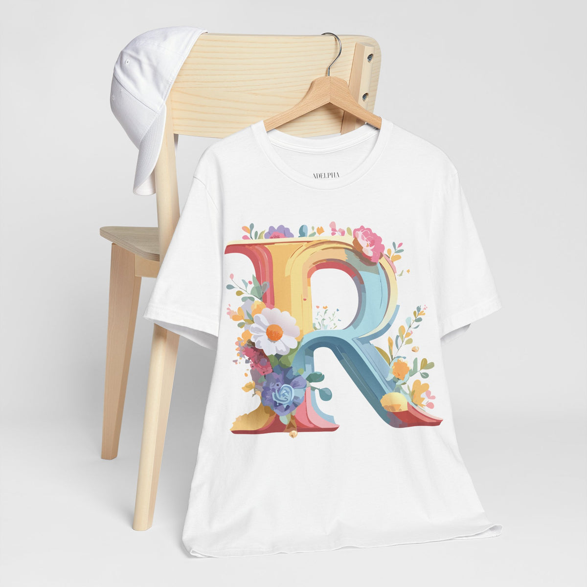 Letter R Graphic Unisex Cotton Bella+Canvas Tee with Art Letter Design