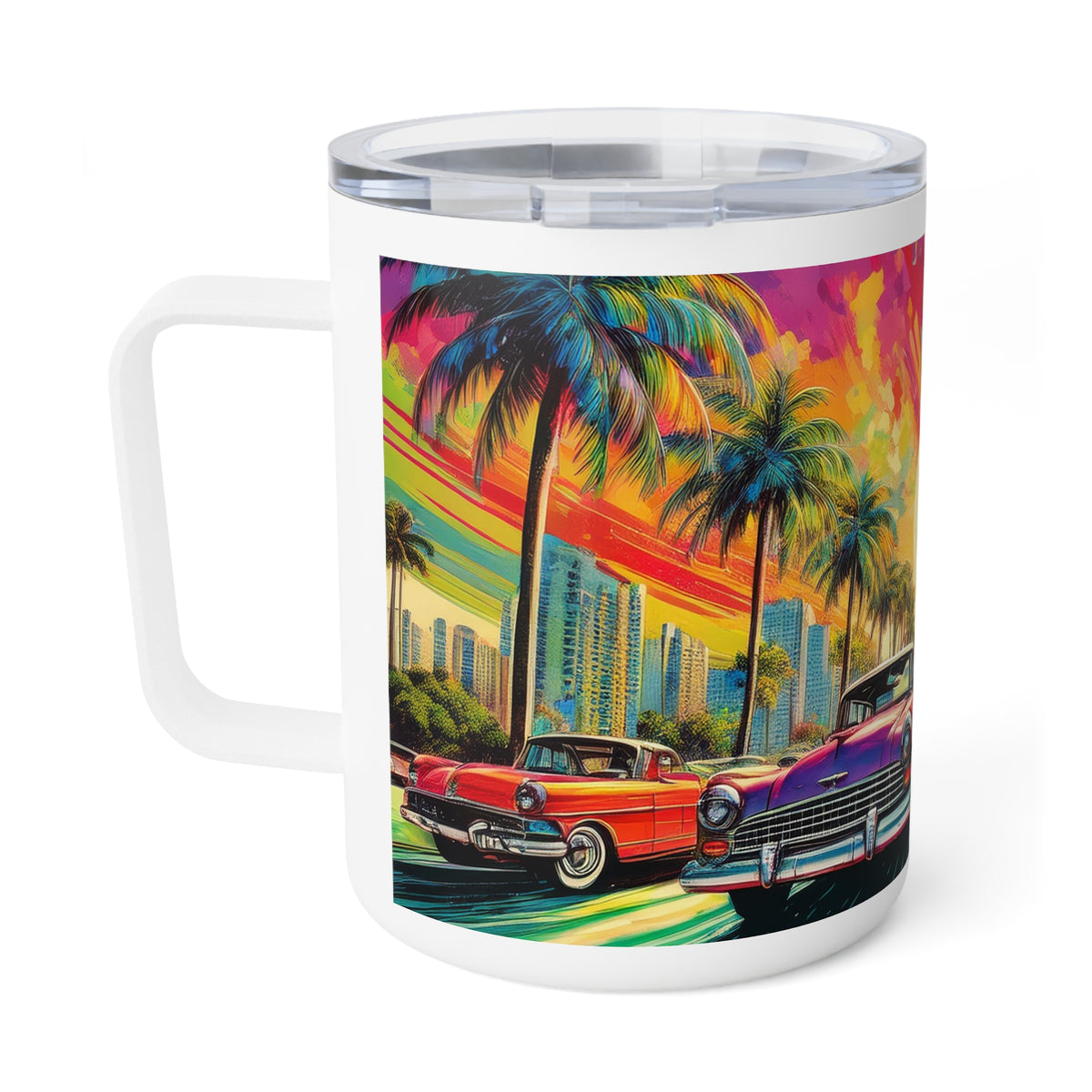 34 Art Design Insulated Coffee Mug Clear Lid 10oz Insulated Coffee Mug 10oz