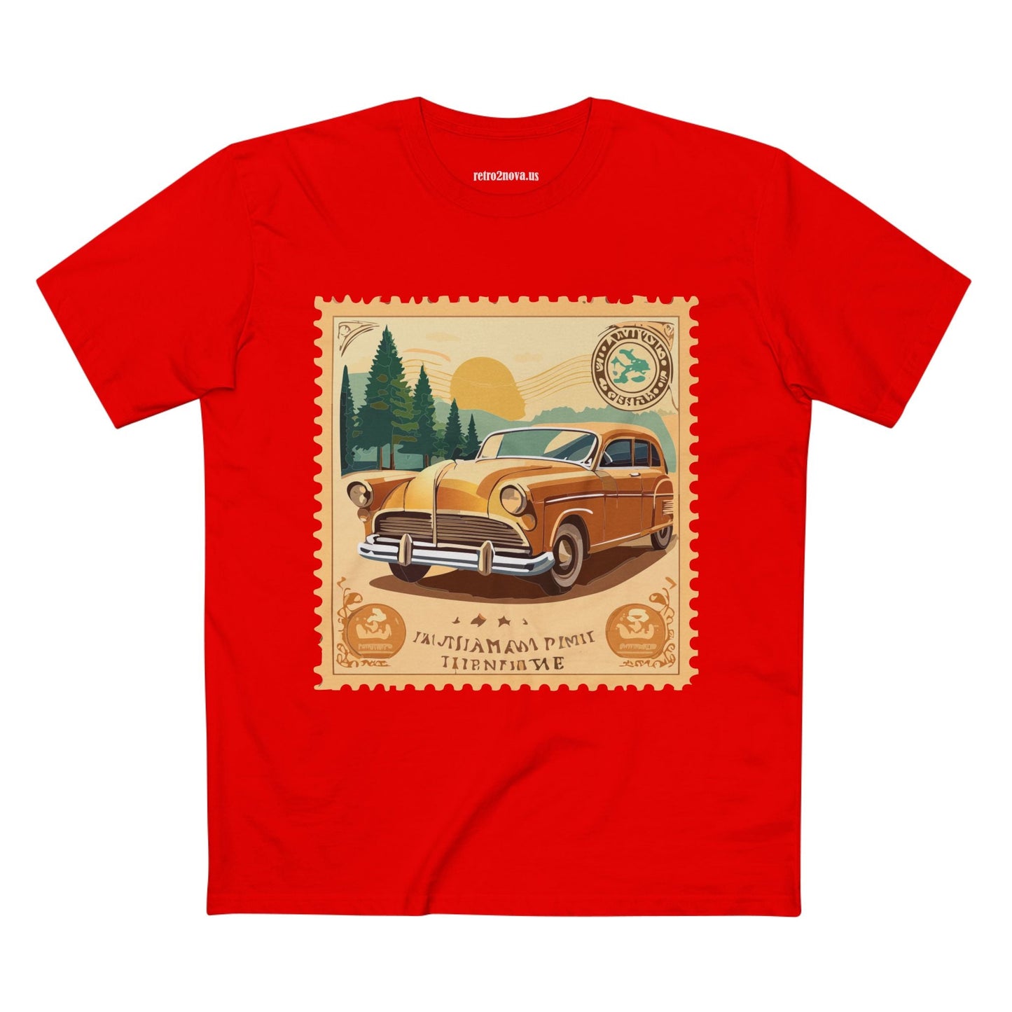 Retro2Nova Postage Stamp Shirt Unisex Premium Cotton Tee With Original Art Design