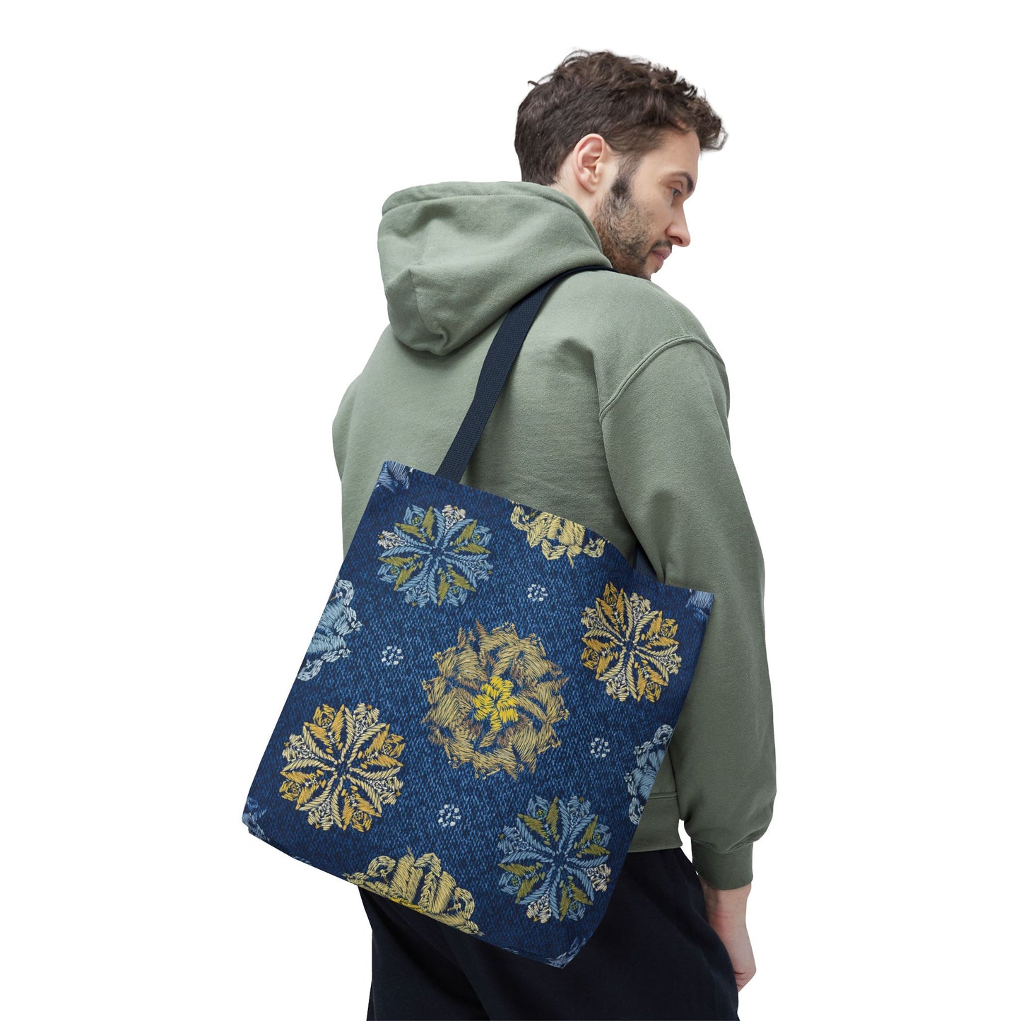 Denim Fabric Imitation Print Unisex Canvas Bag Poly Spun 3 Sizes Tote Bag 125