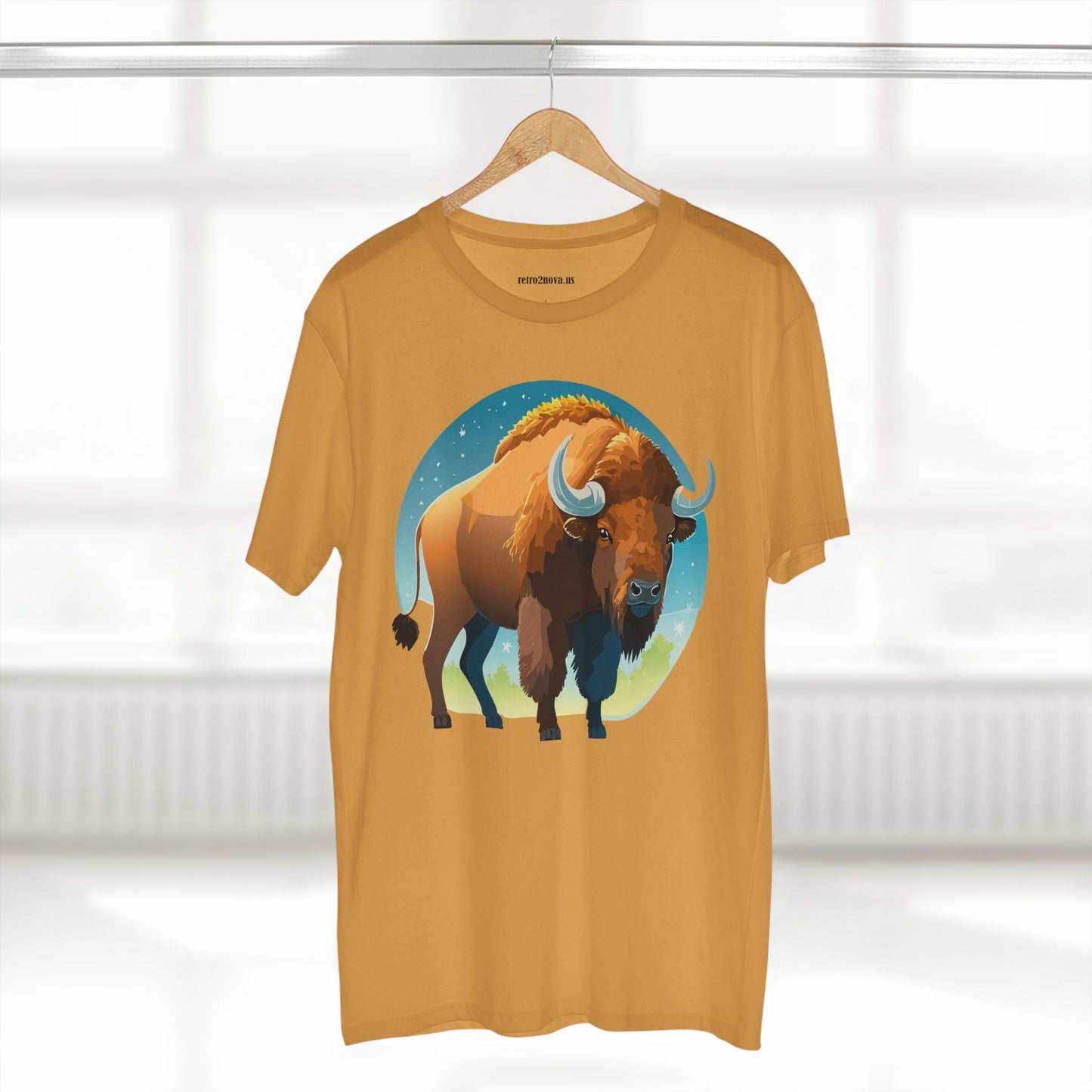 Unisex Premium Cotton Tee With Original Bison Art Design From Retro2Nova Art Collection Soft Breathable Everyday Comfort