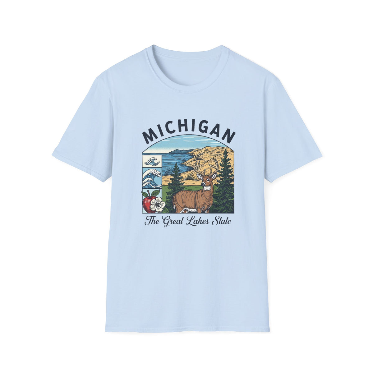Michigan Scenic T-Shirt — Great Lakes State Vintage Travel Tourist Graphic Design Unisex 100 Cotton Gildan T-Shirt