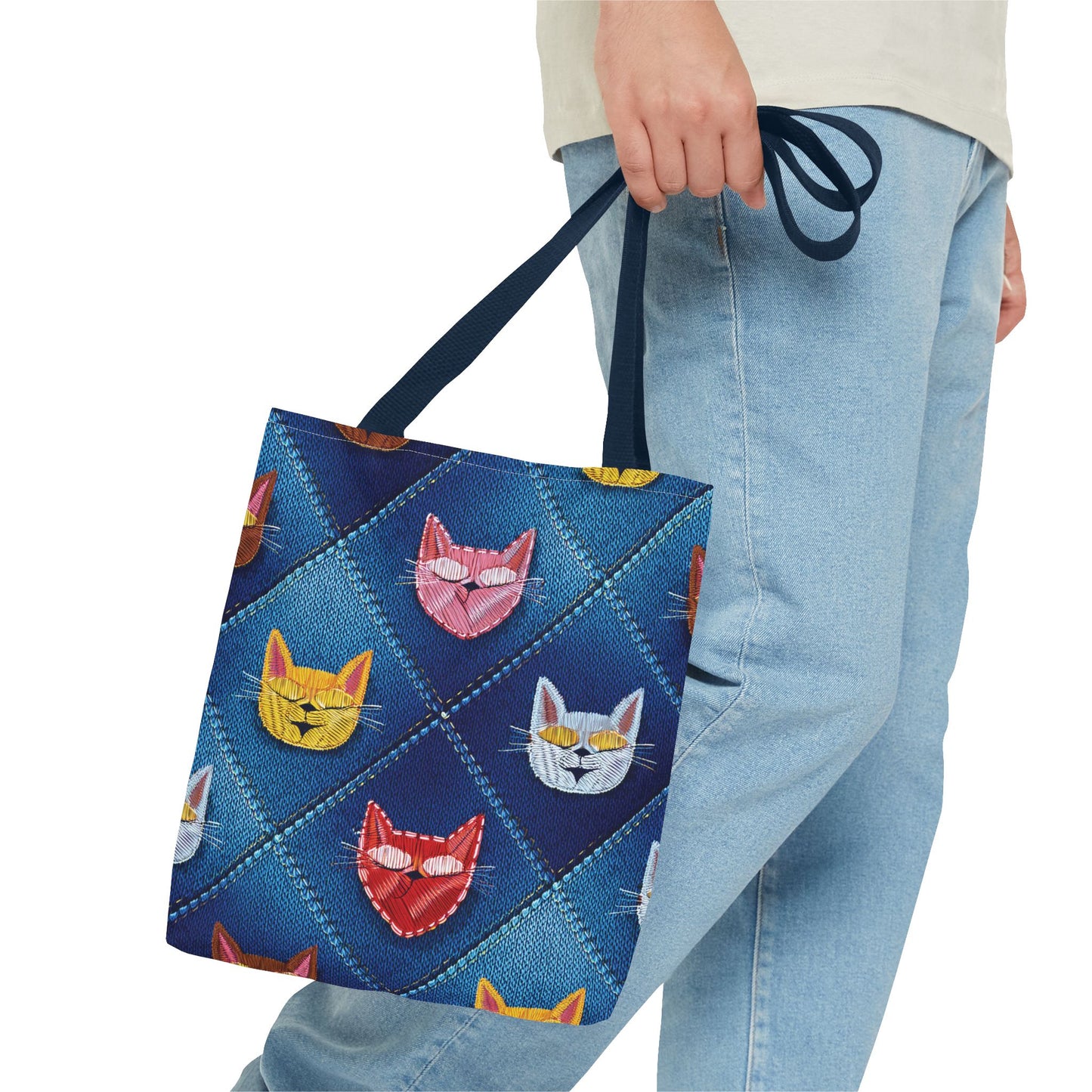 Love Day Graphic Design Denim Fabric Imitation Print Unisex Canvas Bag POLY 3 Sizes Tote Bag 201-21