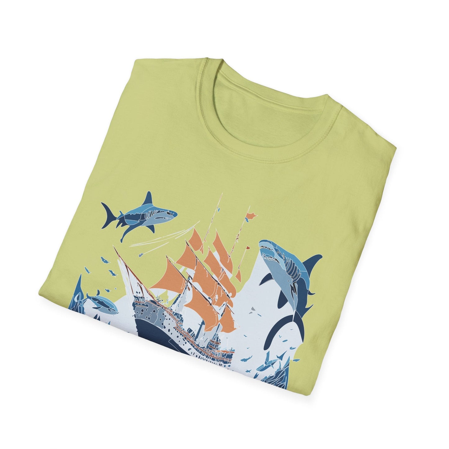 Ocean Tee Shirt Unisex Gildan Softstyle 64000 Ring Spun Cotton Art Print Graphic Ocean Design