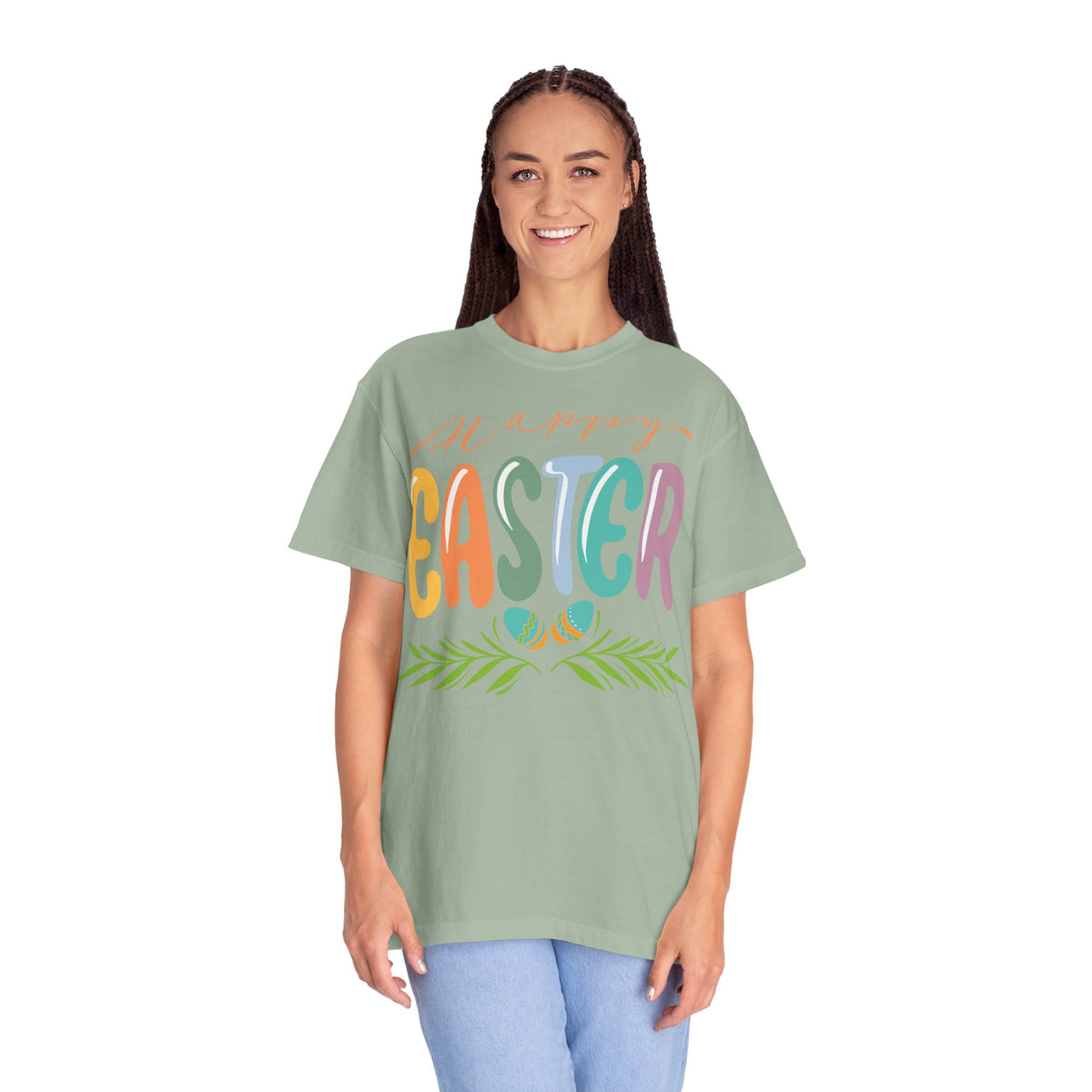 Happy Easter T-Shirt, Tee Shirt with Easter Signature, T Shirt with Easter Prints, Tee Shirt with Easter Design