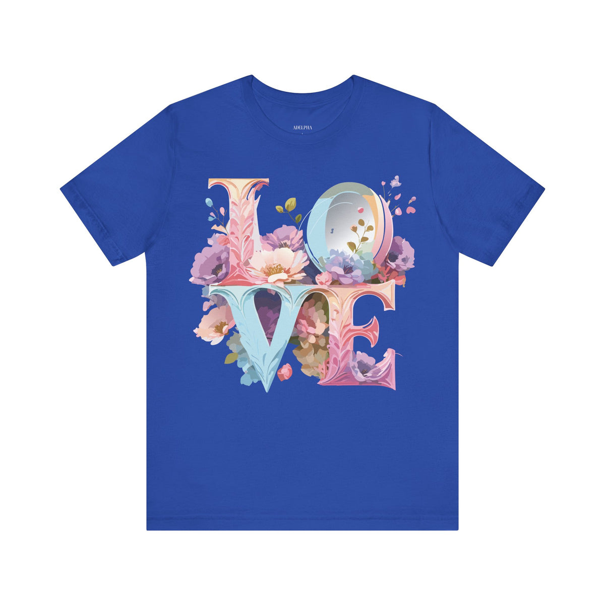 Valentine's Day Graphic Unisex Cotton Bella+Canvas Tee with Floral Art Design d124